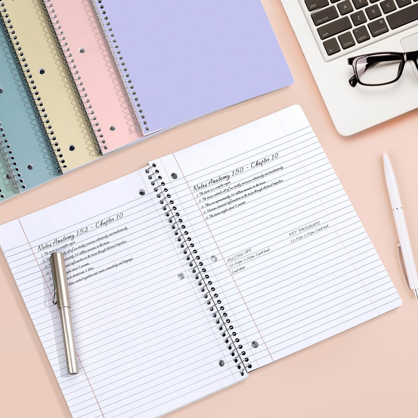 "SUNEE Spiral Notebook, College Ruled, 8"" x 10.5"", 70 Sheets, 5 Pack" - Image 2
