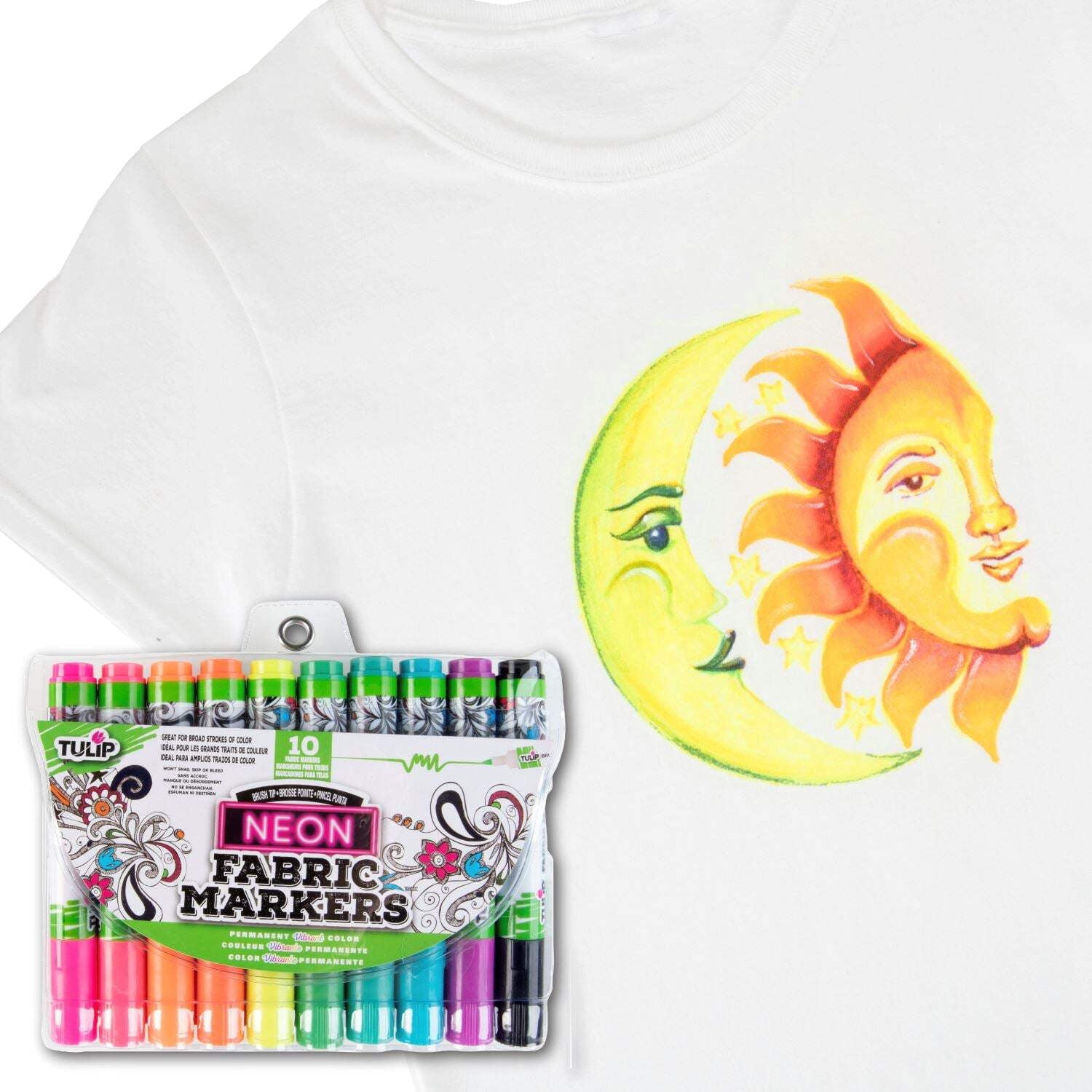 Brush Tip Fabric Markers 10 Pack Neon - Image 4
