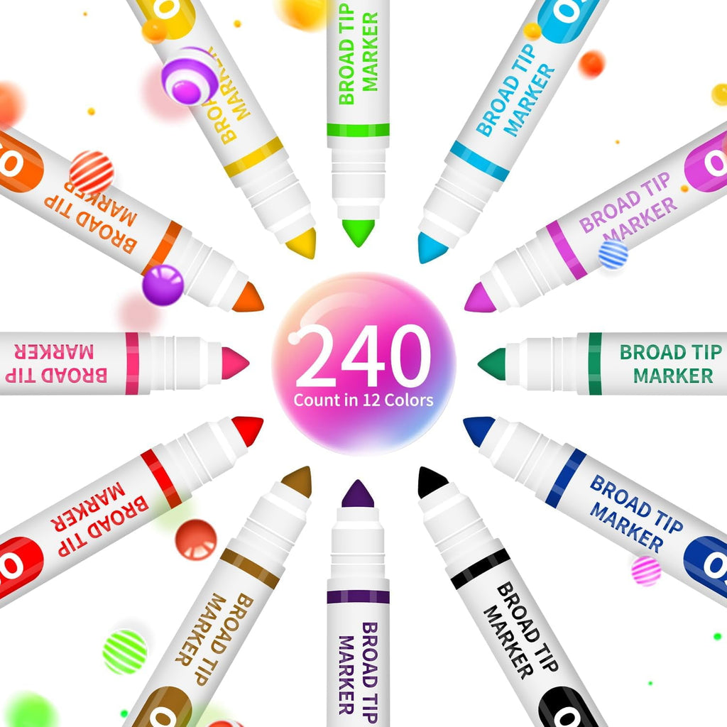 Art Marker Kit, 240 Count, 1 Pack, Conical Tip - Image 5