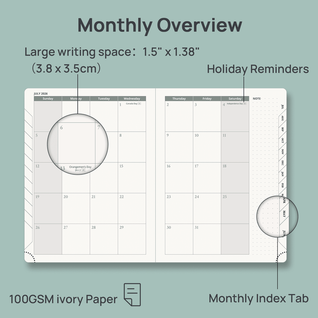 POPRUN Academic Planner 2026-2027, 6.5"x 8.5", (Jul.26-Jun.27) Weekly Monthly Appointment Book with Hourly Time Slots, Hardcover & Monthly T - Image 3