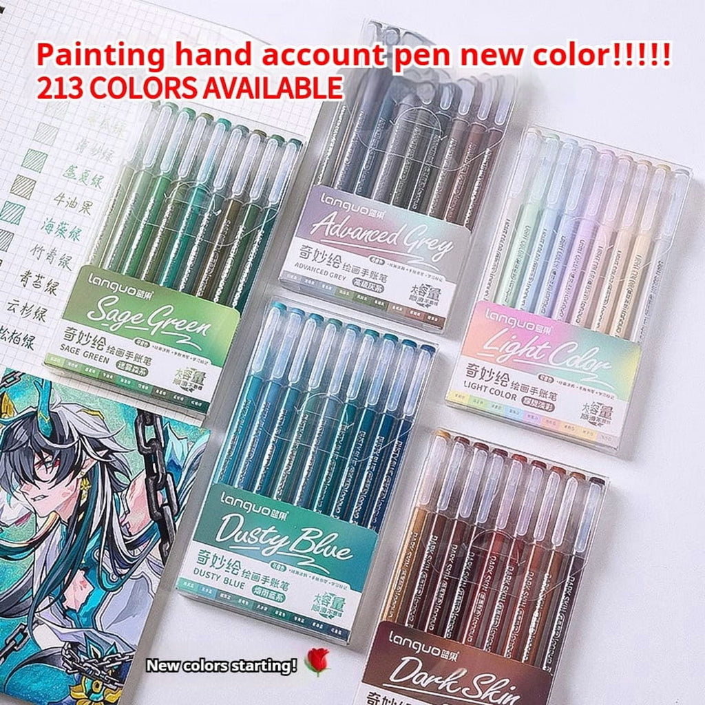9 Colors Gel Pens for Drawing, 0.5mm Fine Point Pen, Diary Scrapbook Painting DIY Gel Pen Set Coloring Book Drawing Doodling Pen - Image 3
