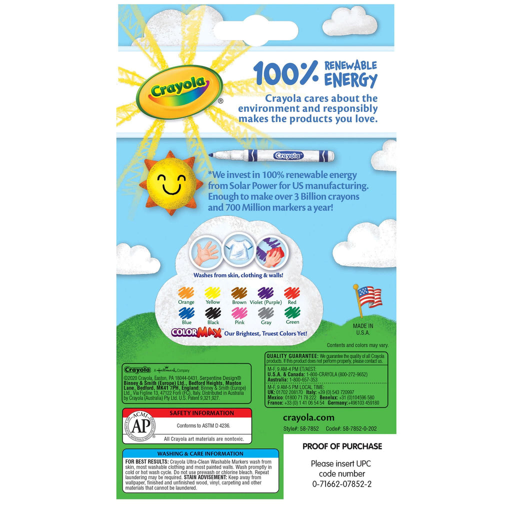 Ultra-Clean Washable Markers, Fine Line, 10 Ct, School Supplies for Kids and Teachers, Classroom Must Have, Gifts - Image 6