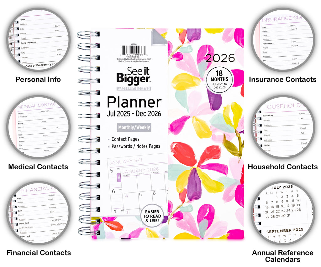 See It Bigger Monthly Weekly Medium Floral Planner (7" x 9") - Image 2