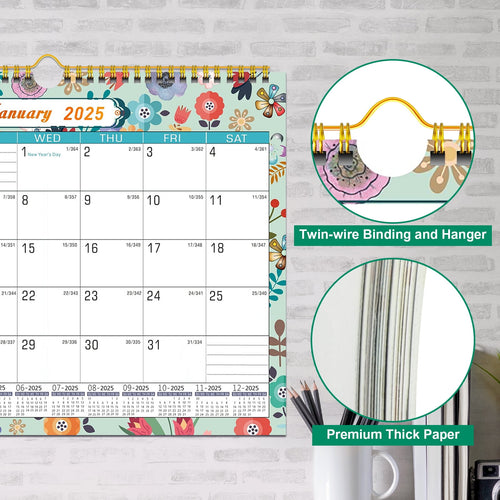 2025 Wall Calendar, 18 Months Daily Planner Agenda Monthly Planner for Home Office Classroom with 2 Pcs Planner Stick... - Image 2