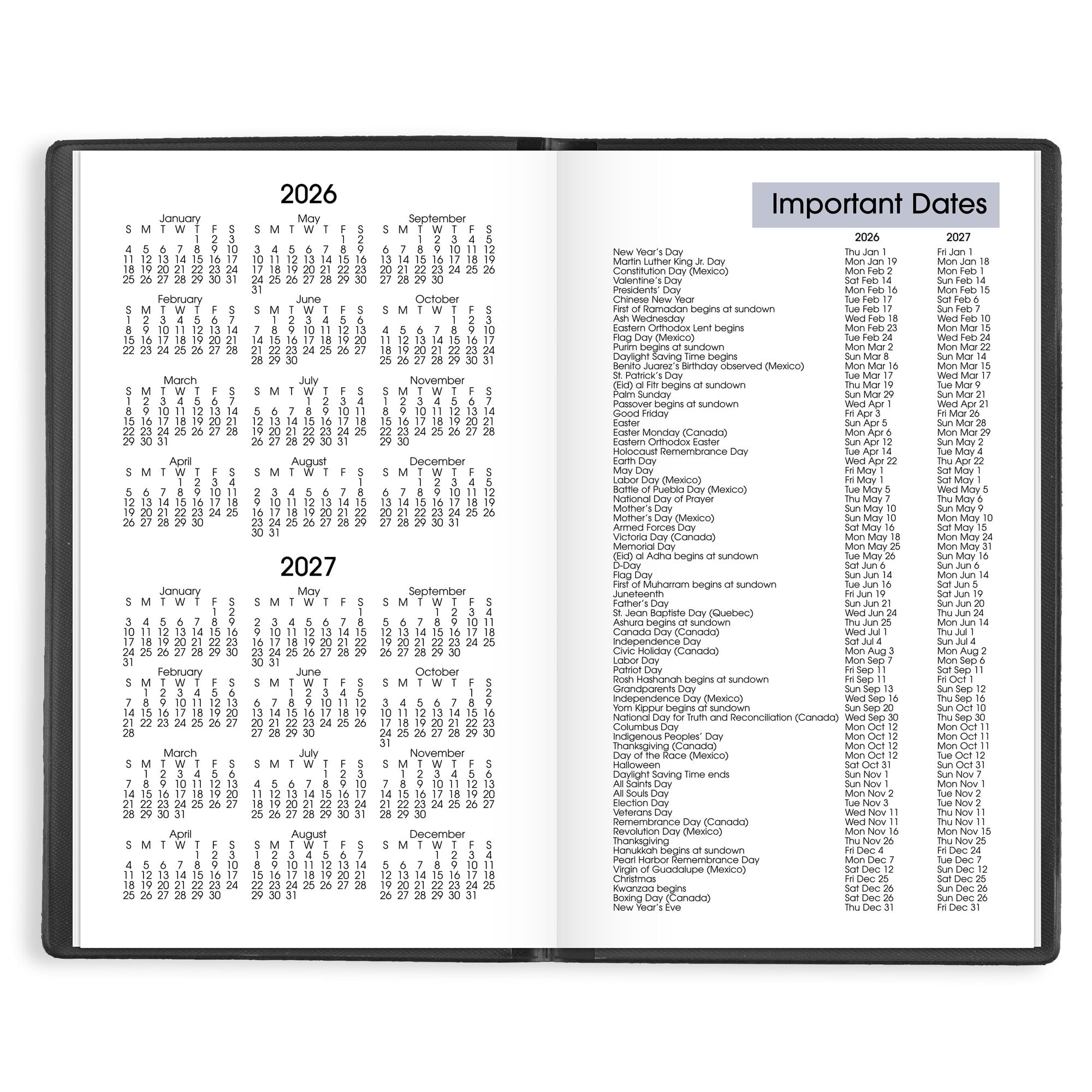 DayMinder 2026 Weekly Planner Black Pocket 3 12 x 6 - Weekly - Image 3