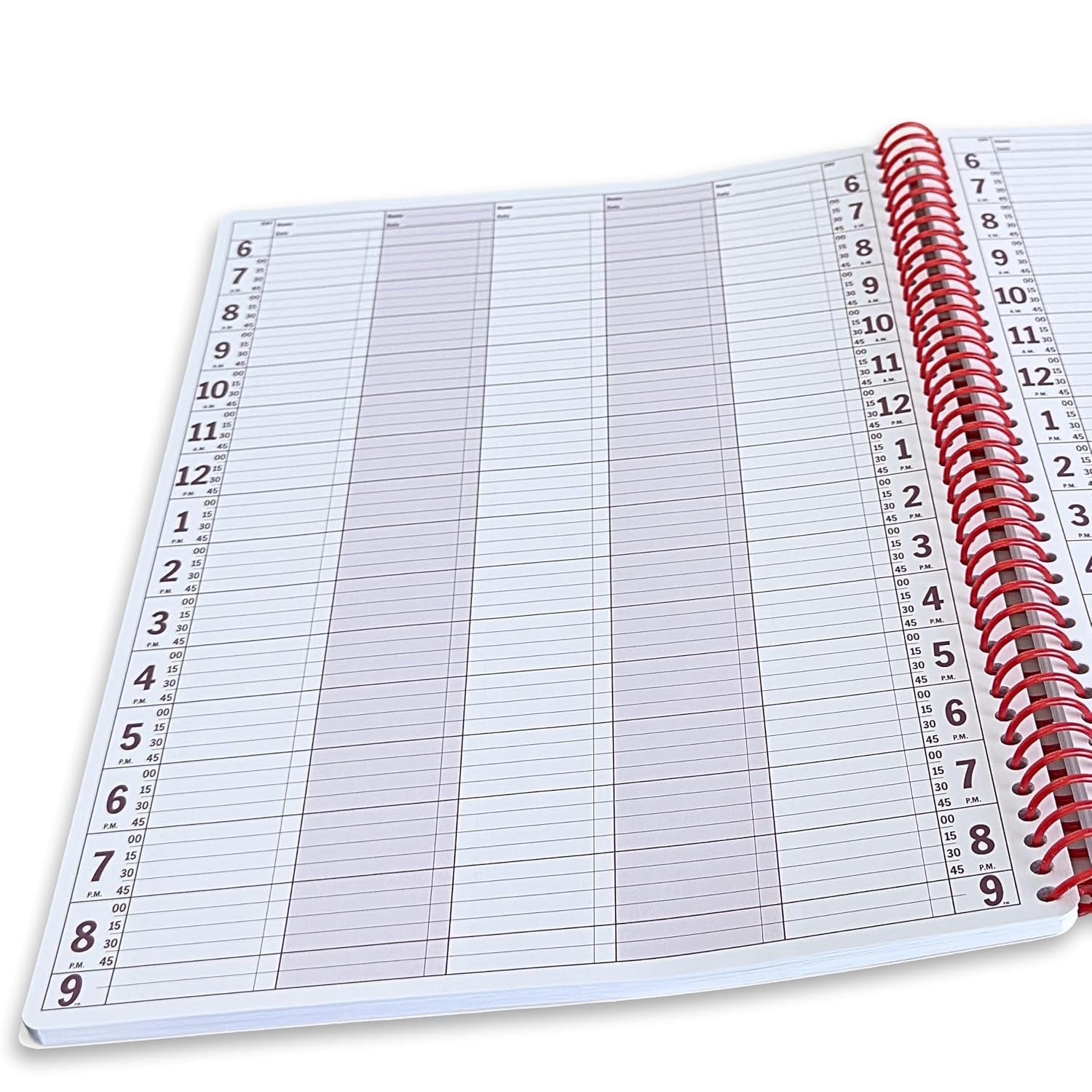 5 Column Appointment Book Large 10" x 13.5" Undated 2025 Planner, Daily & Hourly Planner in 15 Minute Increments Spir...