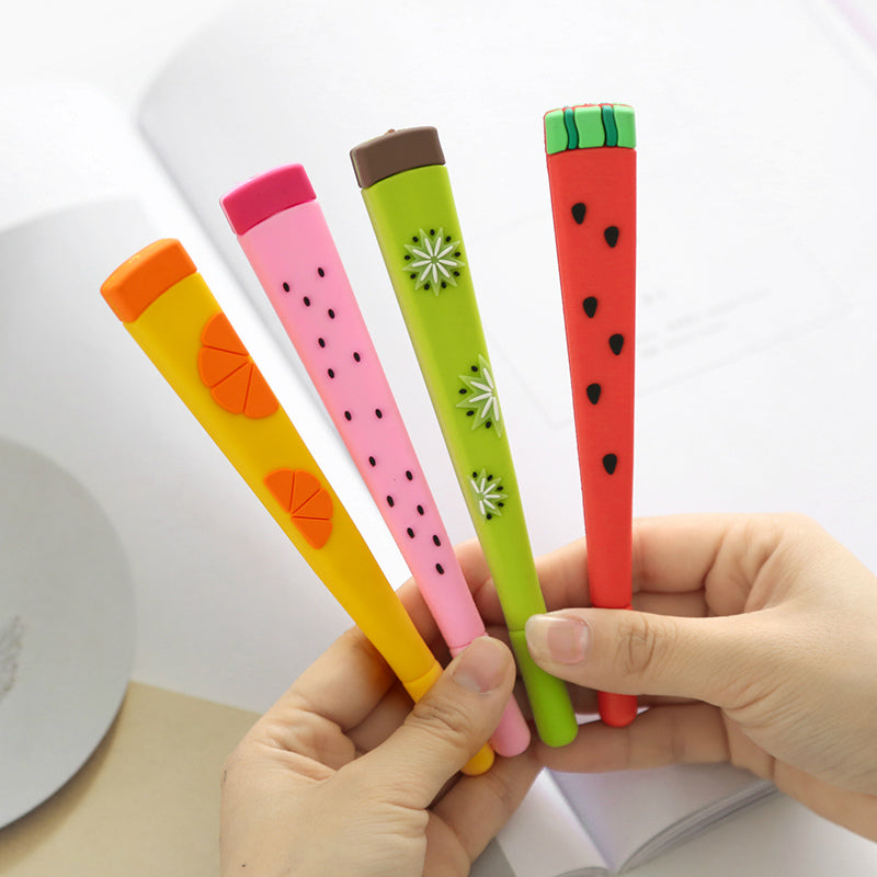 Set of 6 Fruit Shaped Pens in Mason Jar Pouch, Fine Tip Ink Gel Pen Set, Whimsical Stationary for Gifts, Office - Image 4