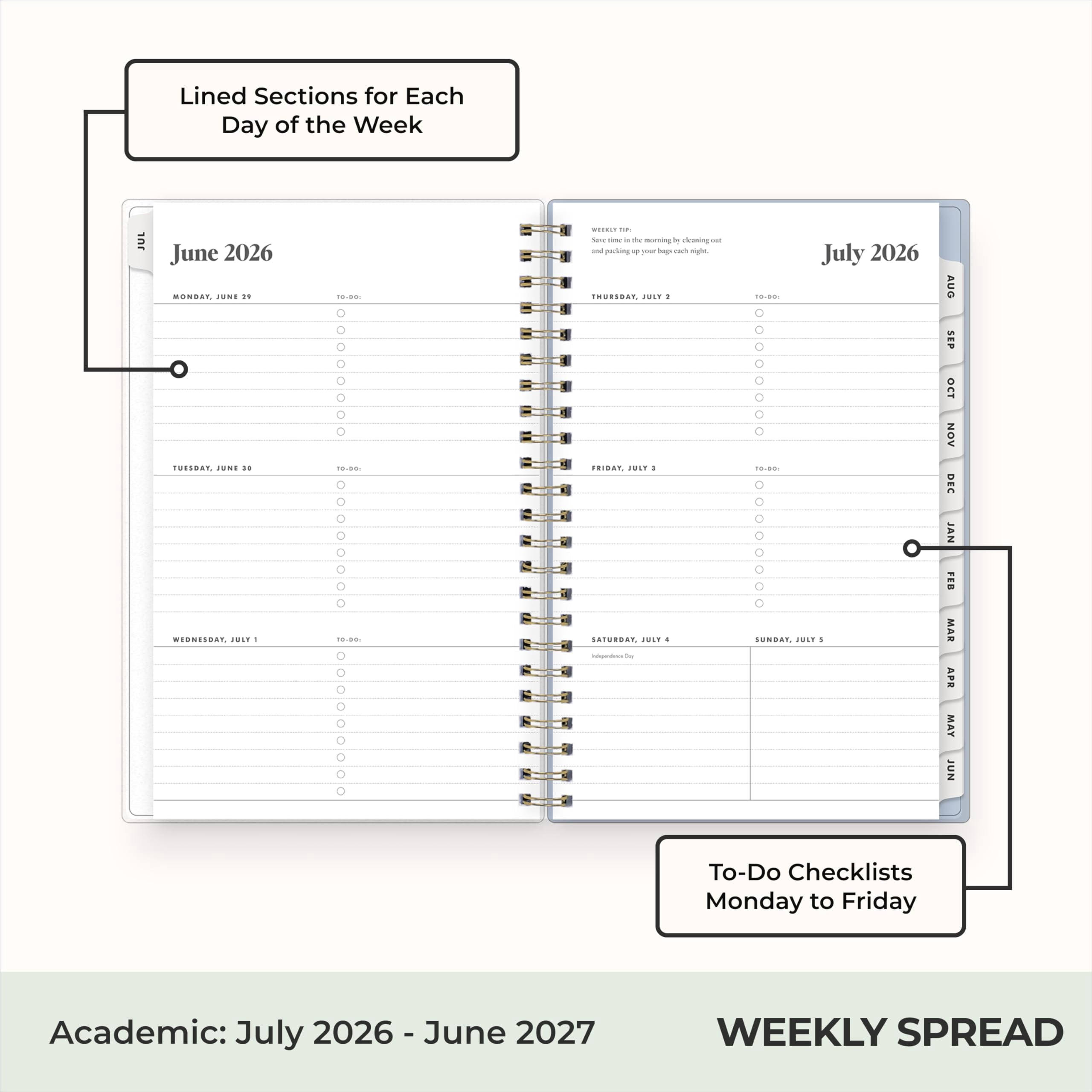 Blue Sky The Everygirl 2026-2027 Weekly and Monthly Academic Year Planner Calendar, July 2026 - June 2027, 5" x 8", Flexible Cover, Wireboun - Image 3