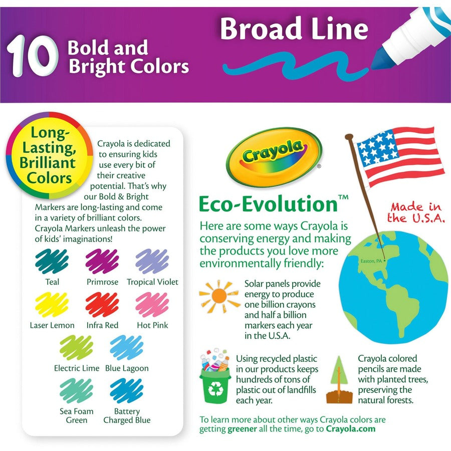 Markers, Assorted Bright and Bold Colors, Set of 10 - Image 2
