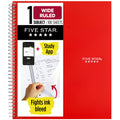 (2 pack) 1 Subject Wide Ruled Notebook Plus Study App, 8" x 10.5", Fire Red, Poly, Spiral, 100 Sheets - Image 2