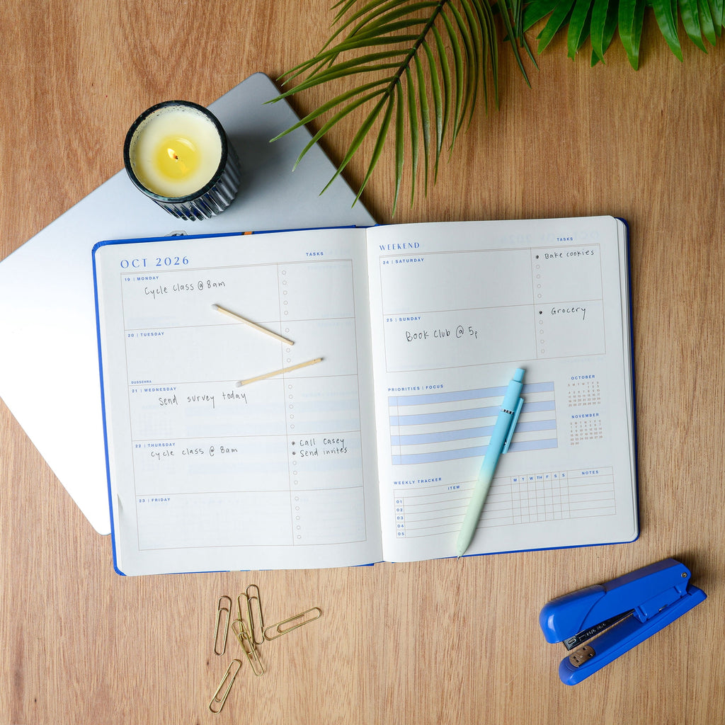 Think Ink Monthly Weekly 15 Month Blue Flower Vase April 2026 - June 2027 Planner - Image 3