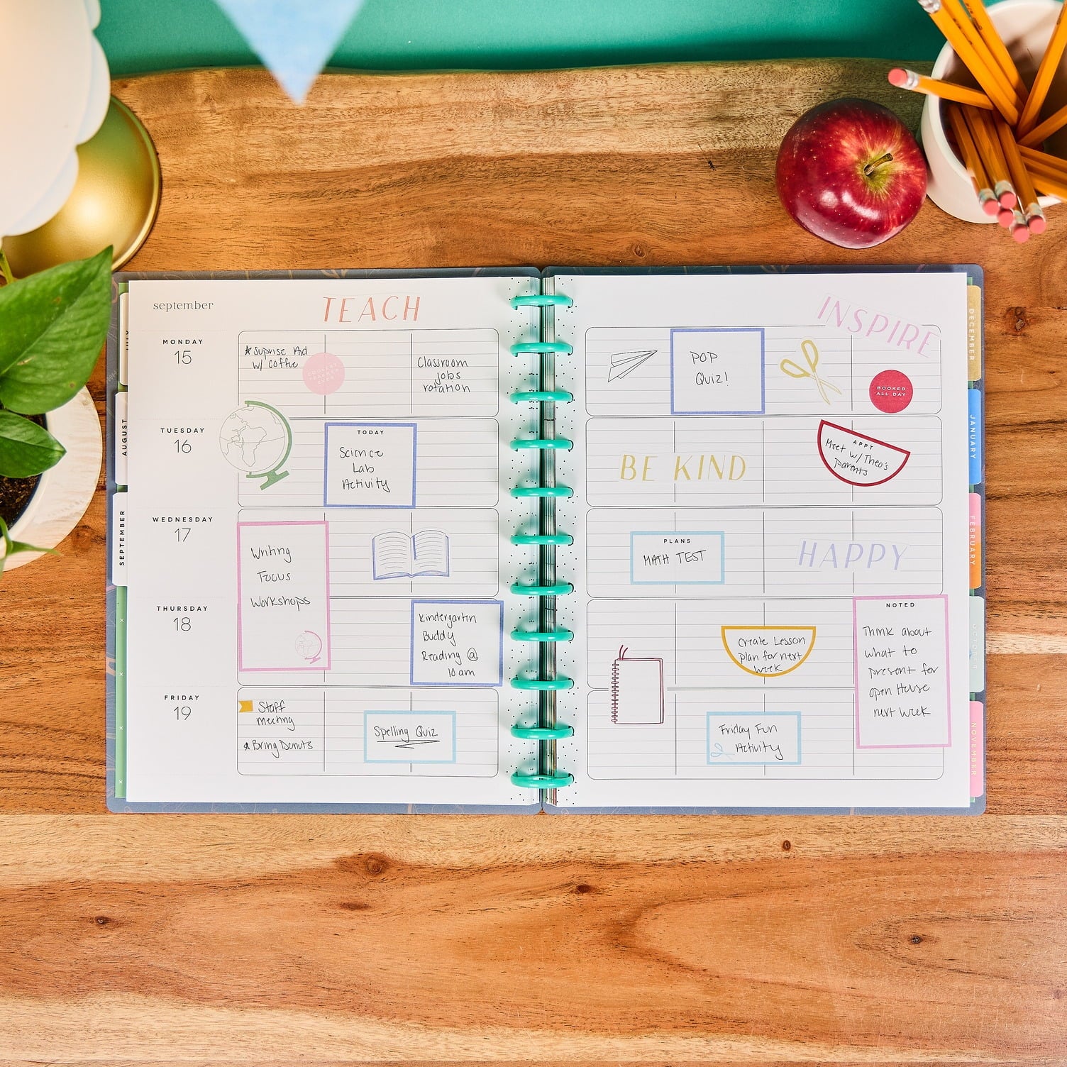 Happy Planner Classroom Plans Teacher Planner - 12-Month Academic, July 2025-2026, Red - Image 3