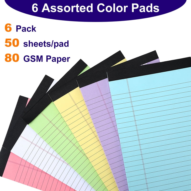 6 Pcs Colored Legal Pads, Colored Writing Pads 5*8 Inch, 50 Sheets Wide Legal Ruled, Note Pads, Notepads Thick Paper ... - Image 5