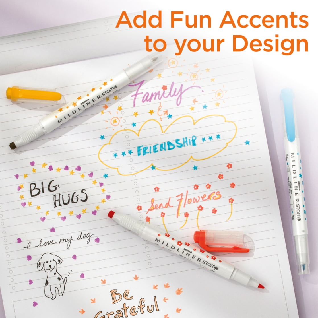 Mildliner Dual Tip Stamp Marker Assorted 5pk - Image 4