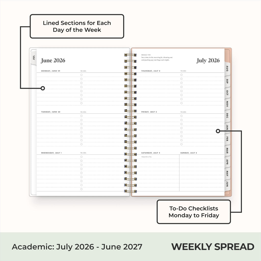 2026-2027 Weekly and Monthly Academic Year Planner Calendar, July 2026 - June 2027, 5" x 8", Flexible Cover, Wireboun... - Image 3