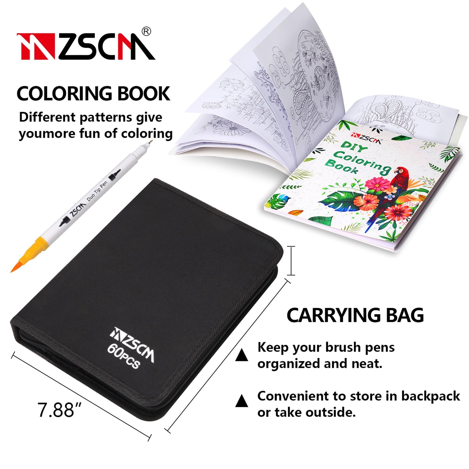 ZSCM 60 Colors Markers for Adult Coloring Books No Bleeding-Duo Tip Art Markers, Fine and Brush Coloring Marker for Adult Calligraphy, Journ - Image 5