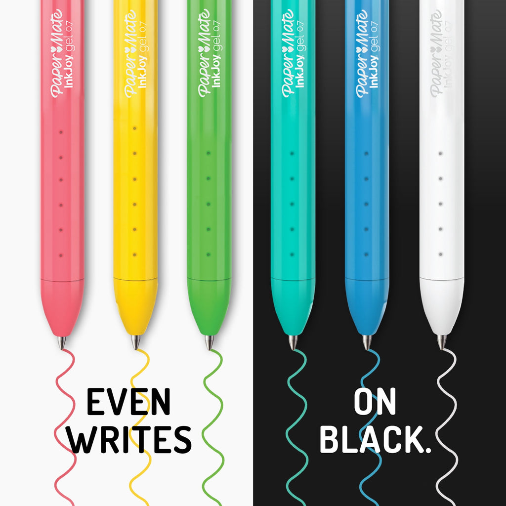 Paper Mate InkJoy Bright Pens, Gel Pens, Medium Point (0.7mm), Retractable, Assorted Brighter Ink, 3 Count - Image 4
