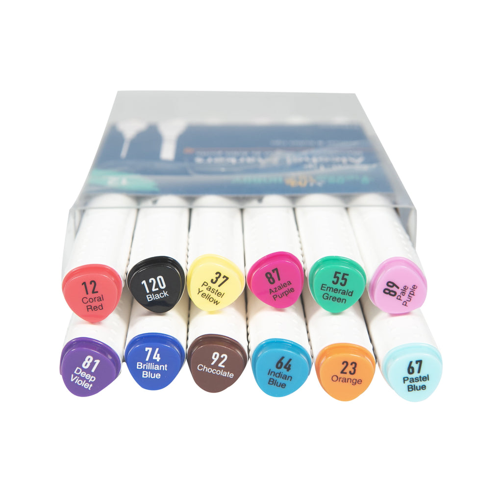 Hello Hobby Dual-Tip Alcohol Markers for Adult Crafting, 12 Count Blendable - Image 2