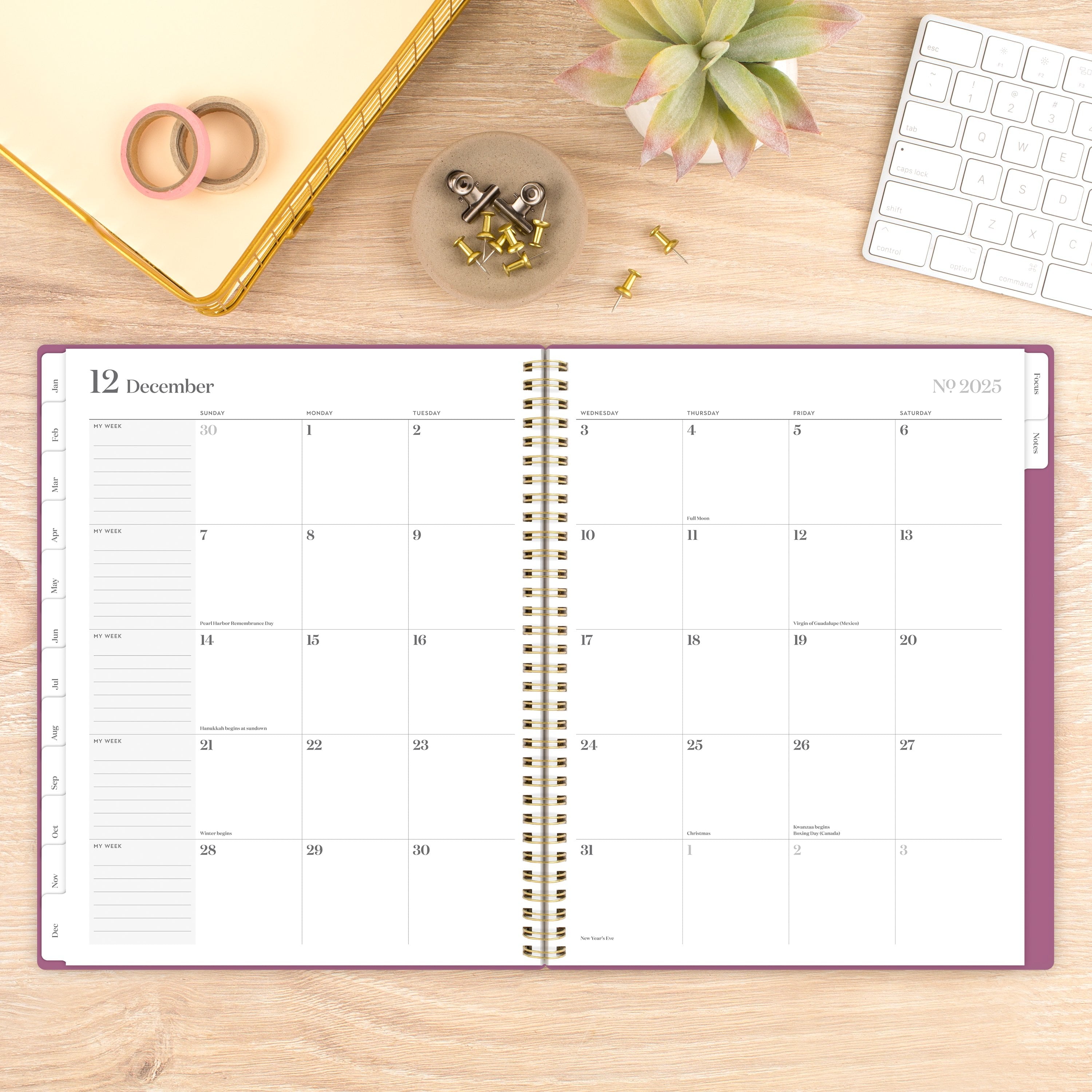 Cambridge WorkStyle Balance 2025 Weekly Monthly Planner, Red Violet, 8.5" x 11" - Image 2