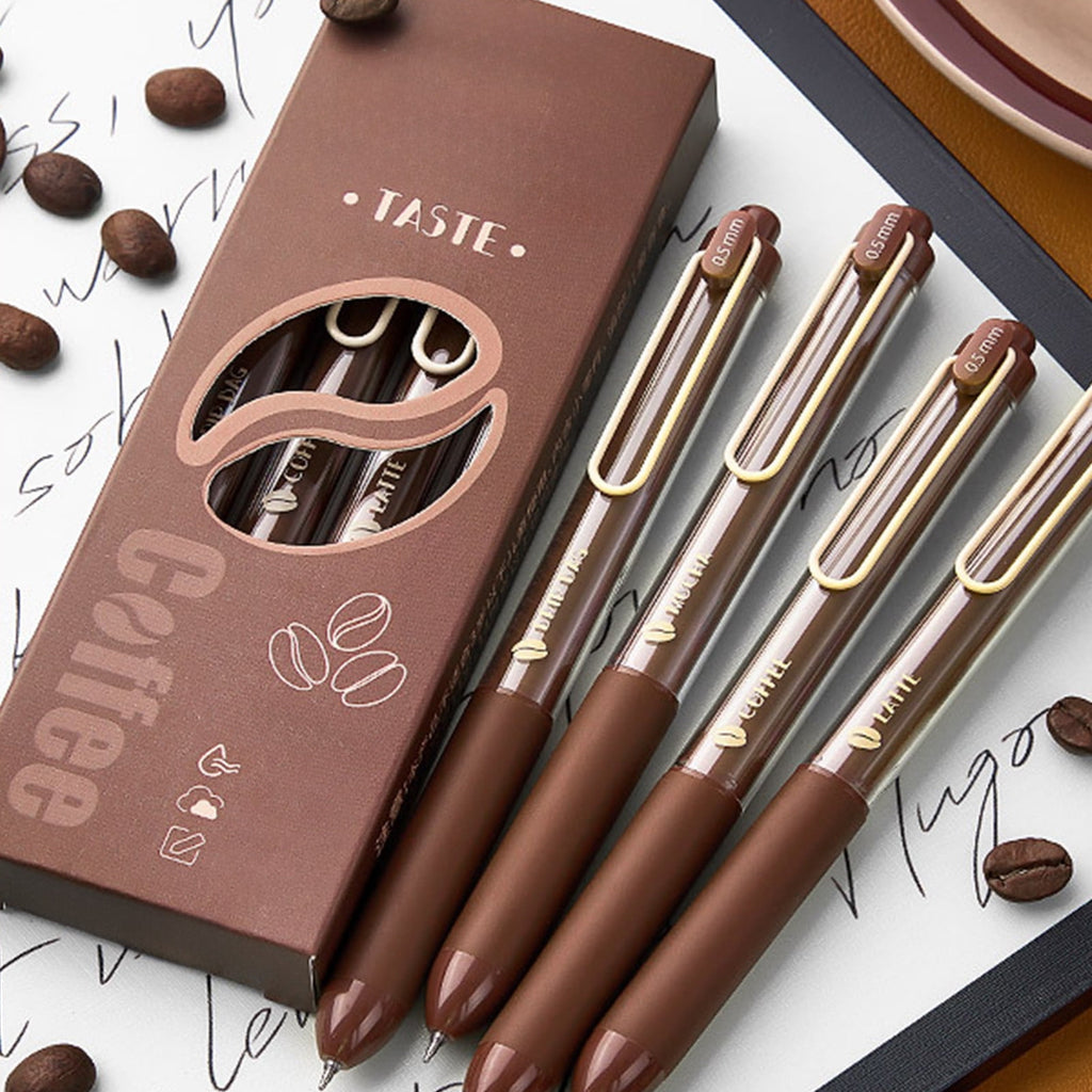 Set Coffee Rose Cream Fragrance 0.5mm ST Tip Exam Writing s 4-Pack(Coffee) - Image 5