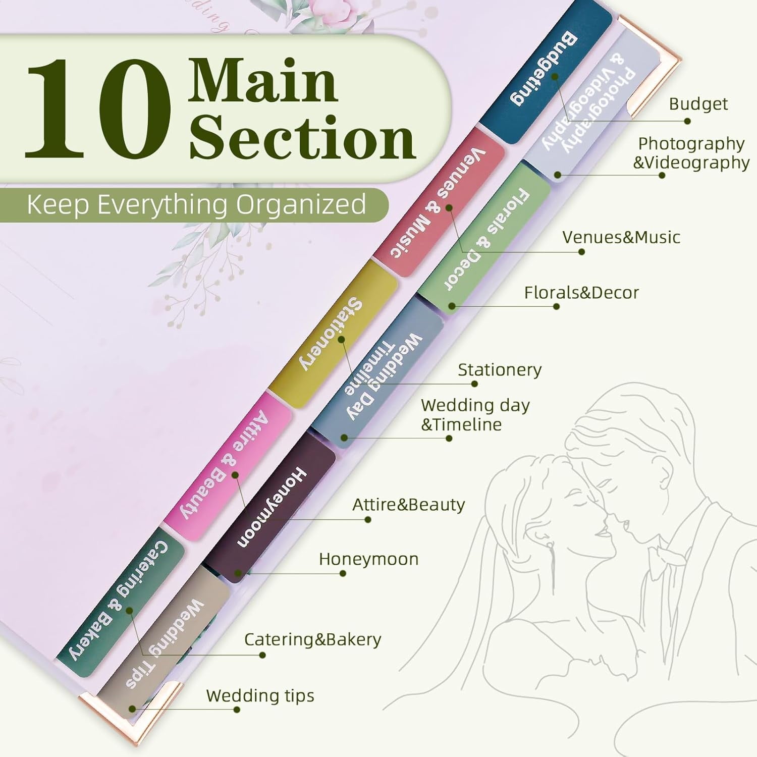 Wedding Planner for Bride, Wedding Planning Book and Organizer Notebook with Stickers, Checklists & Calendars for Eng... - Image 2