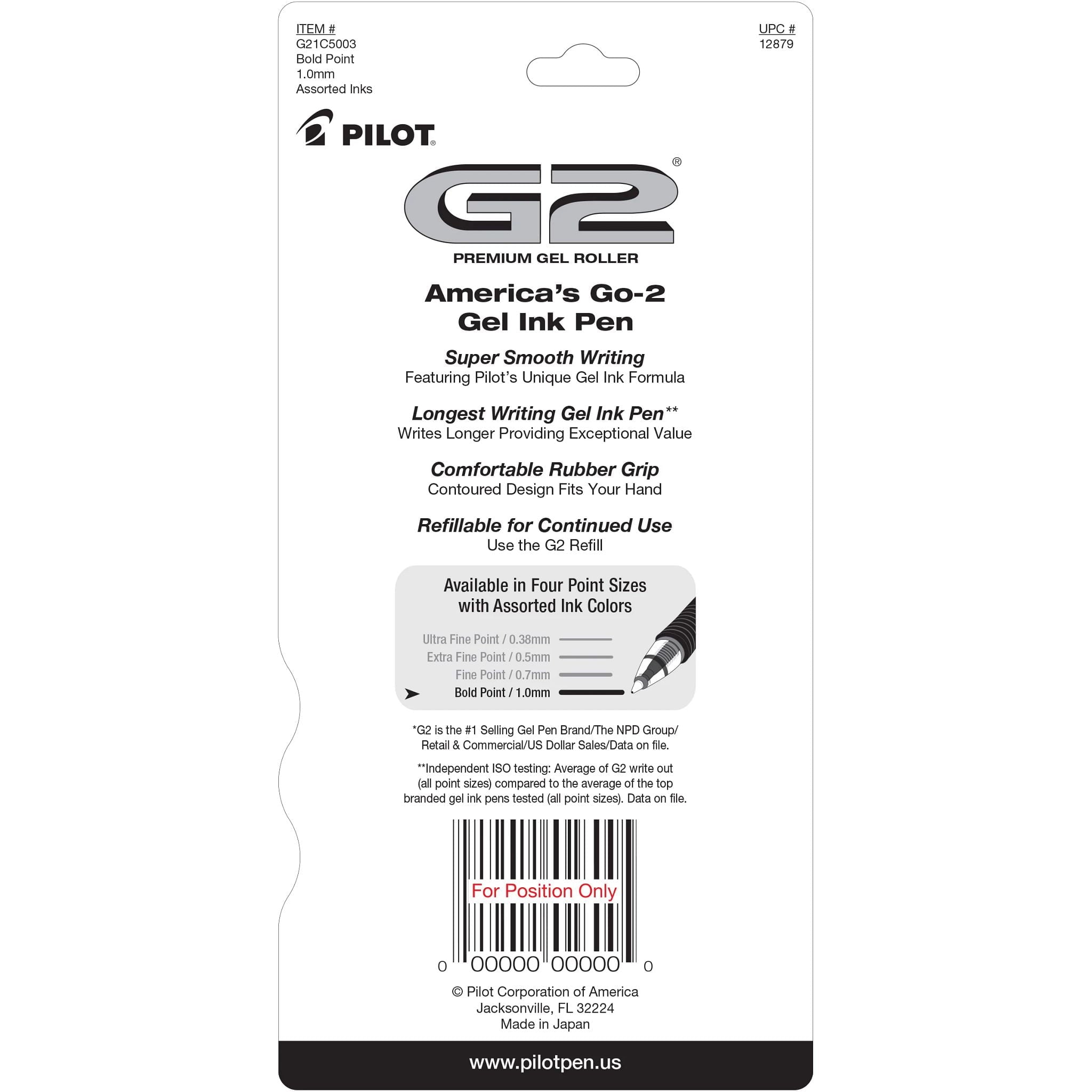 (3 pack) Pilot G2 Retractable Gel Ink Pens, Bold Point, 1.0mm, Assorted Colors, 5 Pack - Image 3