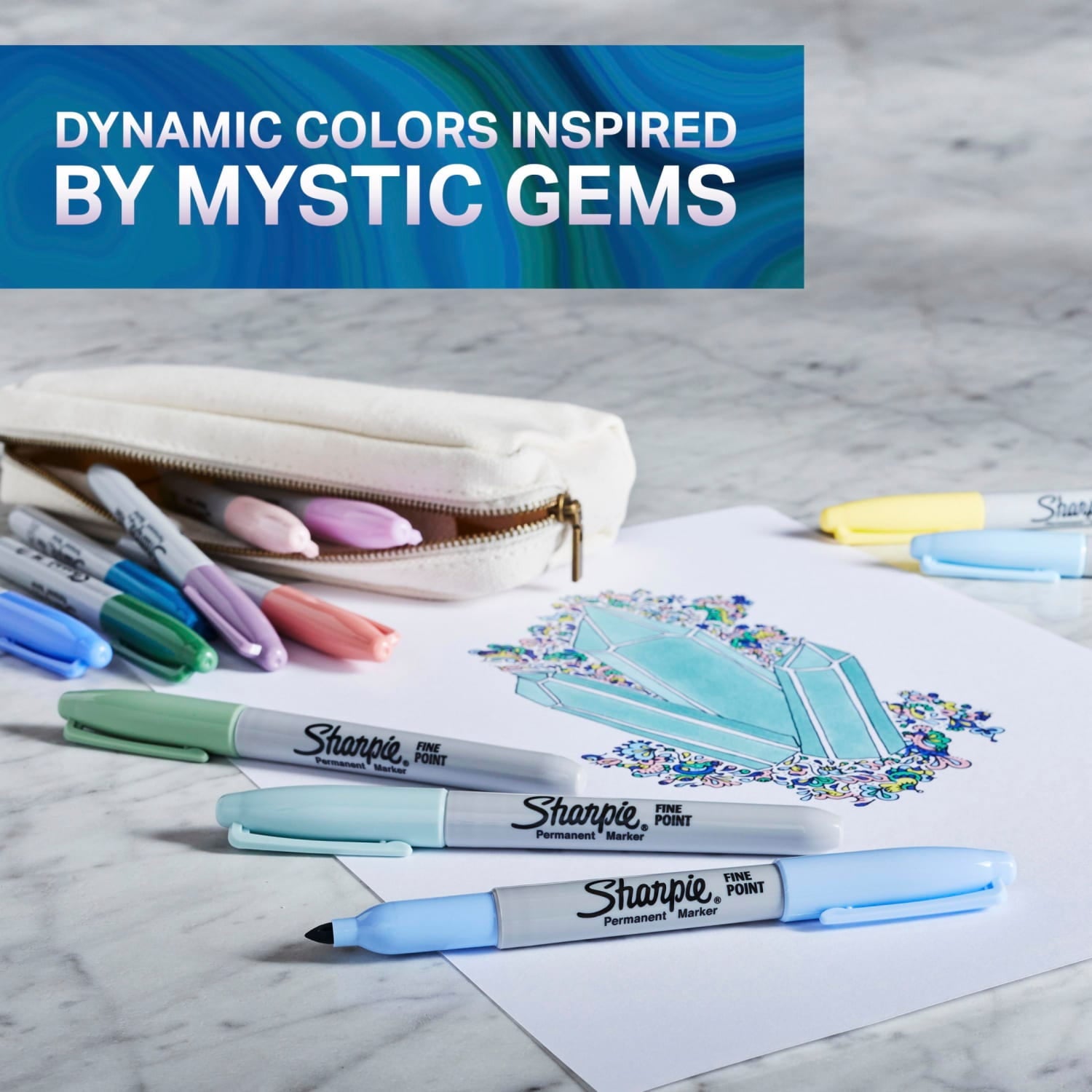 Permanent Markers, Mystic Gem Special Edition, Fine Point, Assorted Colors, 12 Count - Image 2