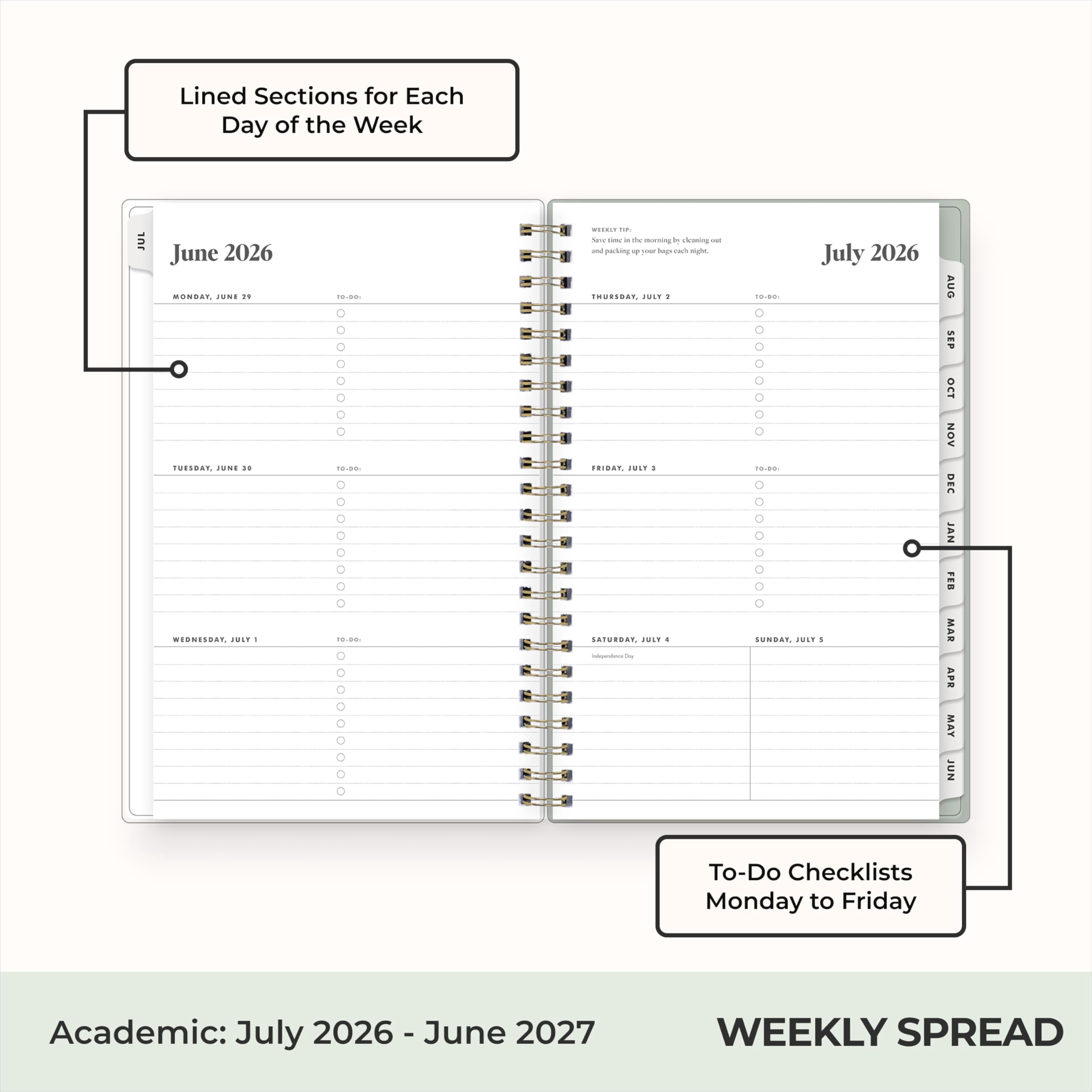 Blue Sky The Everygirl 2026-2027 Weekly and Monthly Academic Year Planner Calendar, July 2026 - June 2027, 5" x 8", Flexible Cover, Wireboun - Image 3
