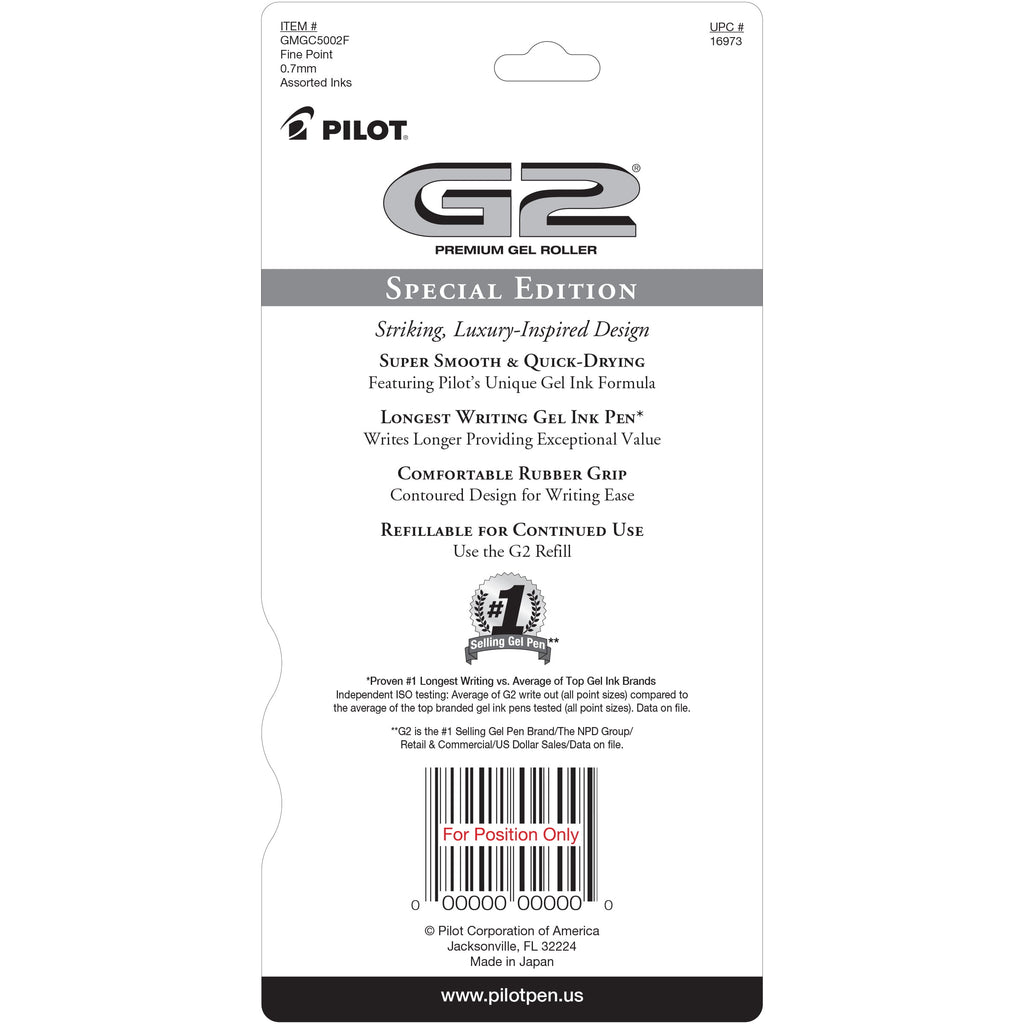 G2 Metal Gradation Collection Premium Gel Ink Pen, Fine Point, Black, Blue, Red Ink, 5 Count - Image 4