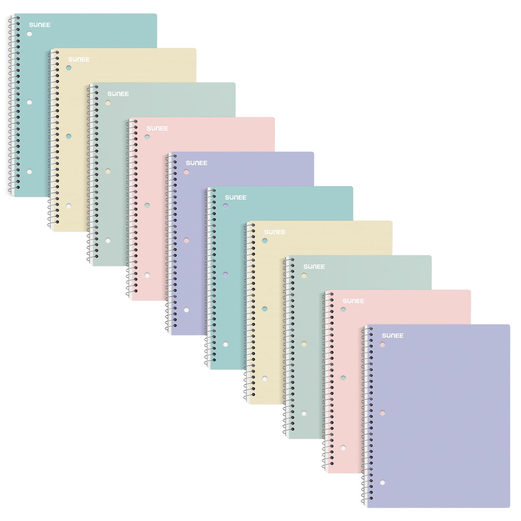 SUNEE Spiral Notebooks, College Ruled, Micro-Perforated, 8" x 10.5", 70 Sheets, 10 Pack - Image 2