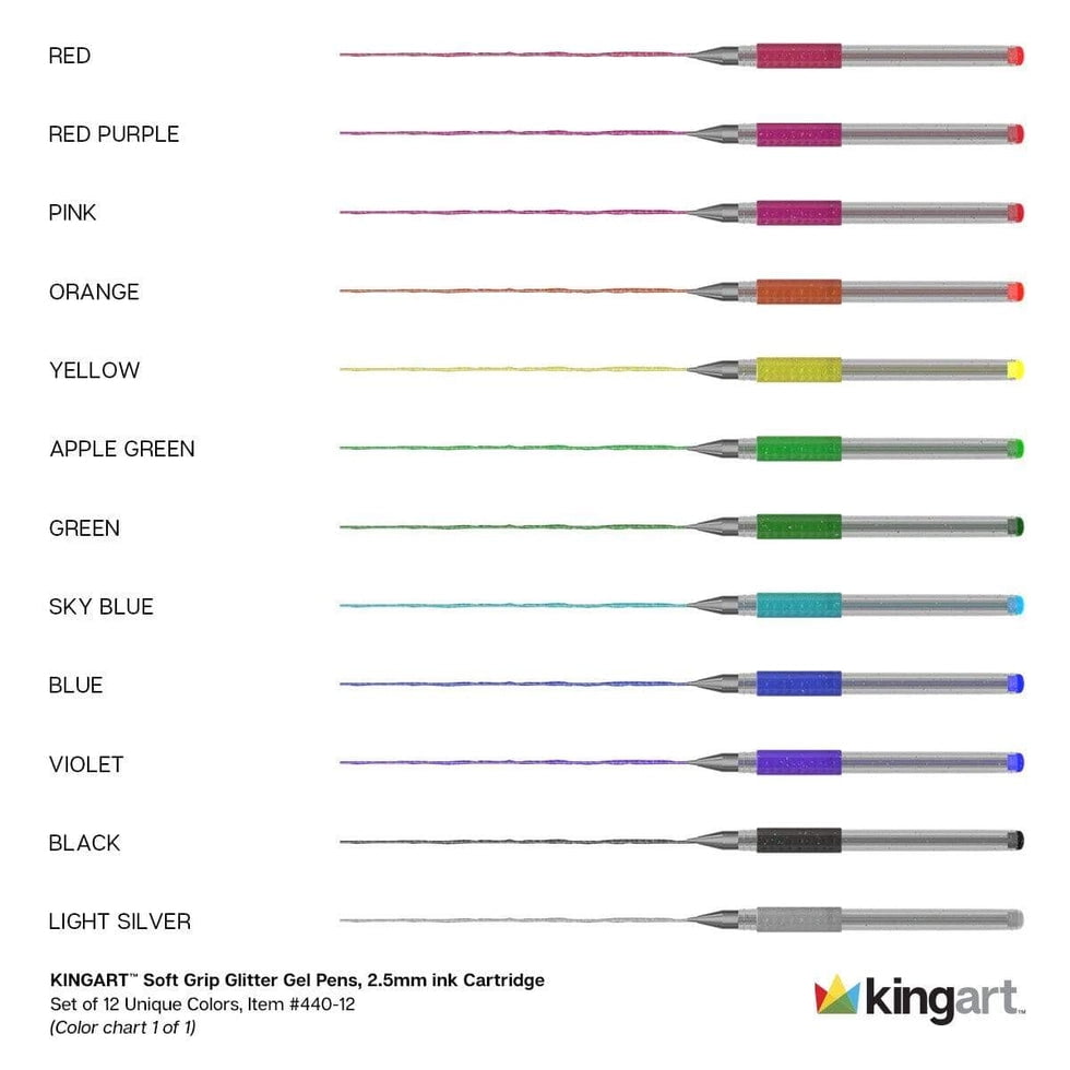 Glitter Gel Pens Set – 12 Vibrant Colors, Soft Grip 2.5mm Pens for Adult Coloring, Art and Fine lines - Image 4