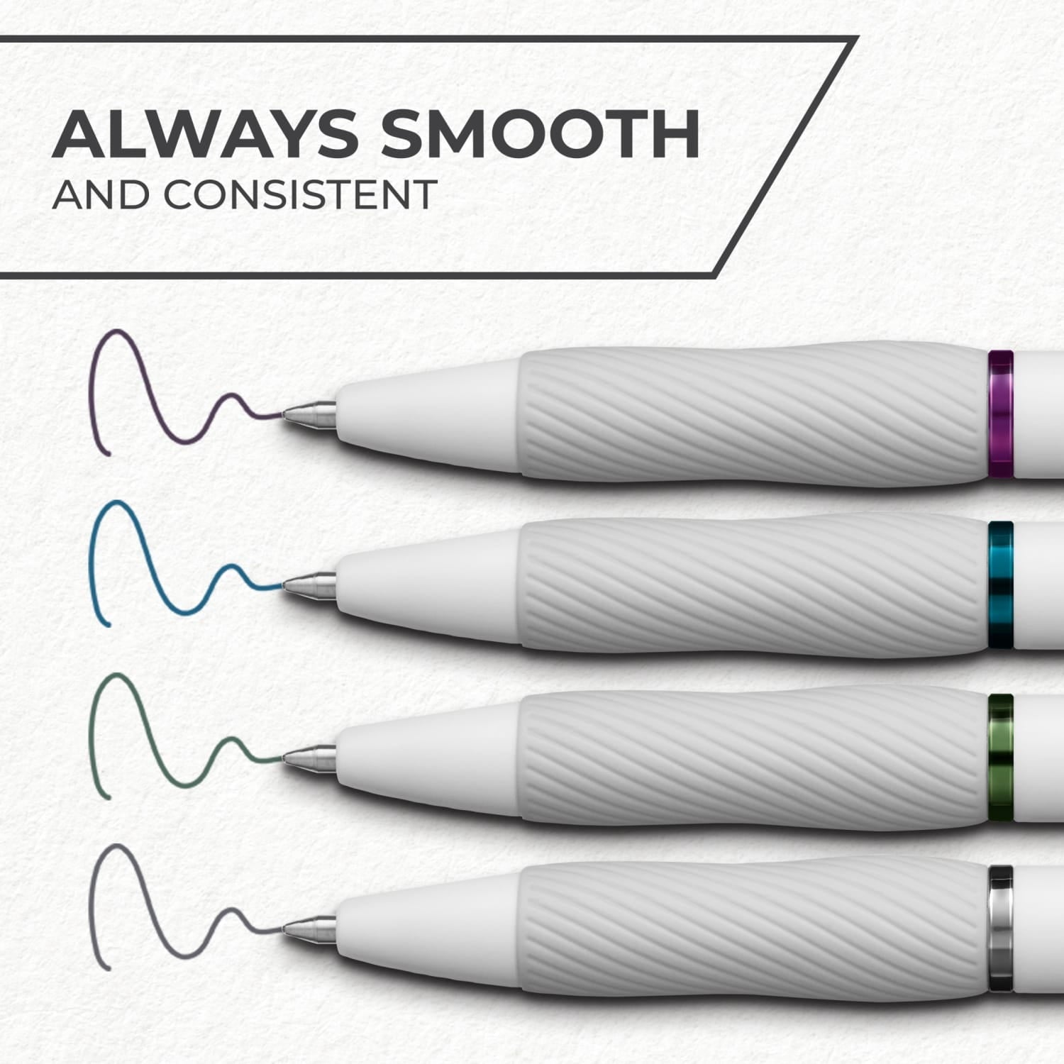 S-Gel Pens, Pearl White Body, Medium (0.7mm) Point, Rich Dark Color Assortment, 4 Count - Image 3