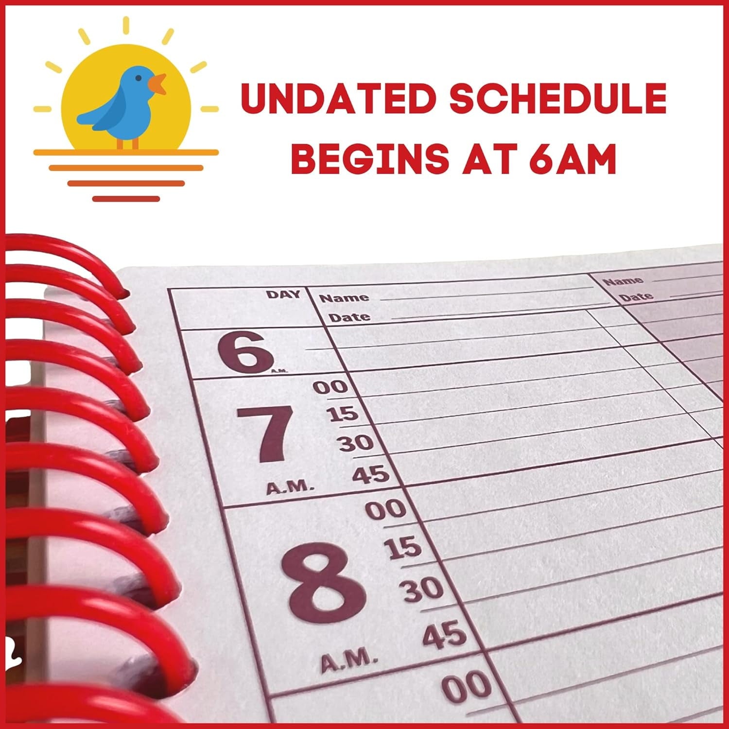 5 Column Appointment Book Large 10" x 13.5" Undated 2025 Planner, Daily & Hourly Planner in 15 Minute Increments Spir... - Image 4