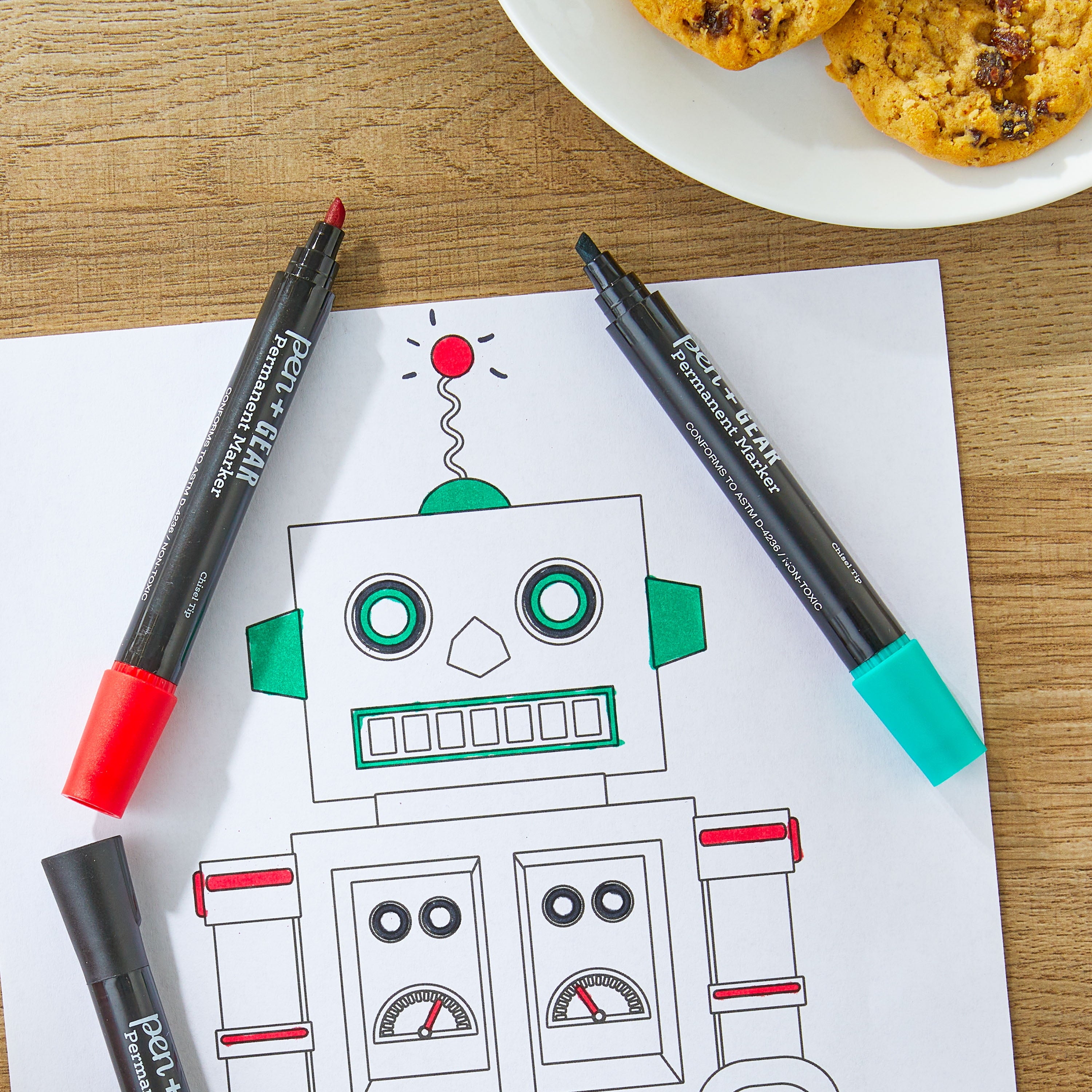 Pen+Gear Permanent Markers, Chisel Tip, Assorted Colors, 4 Count - Image 2