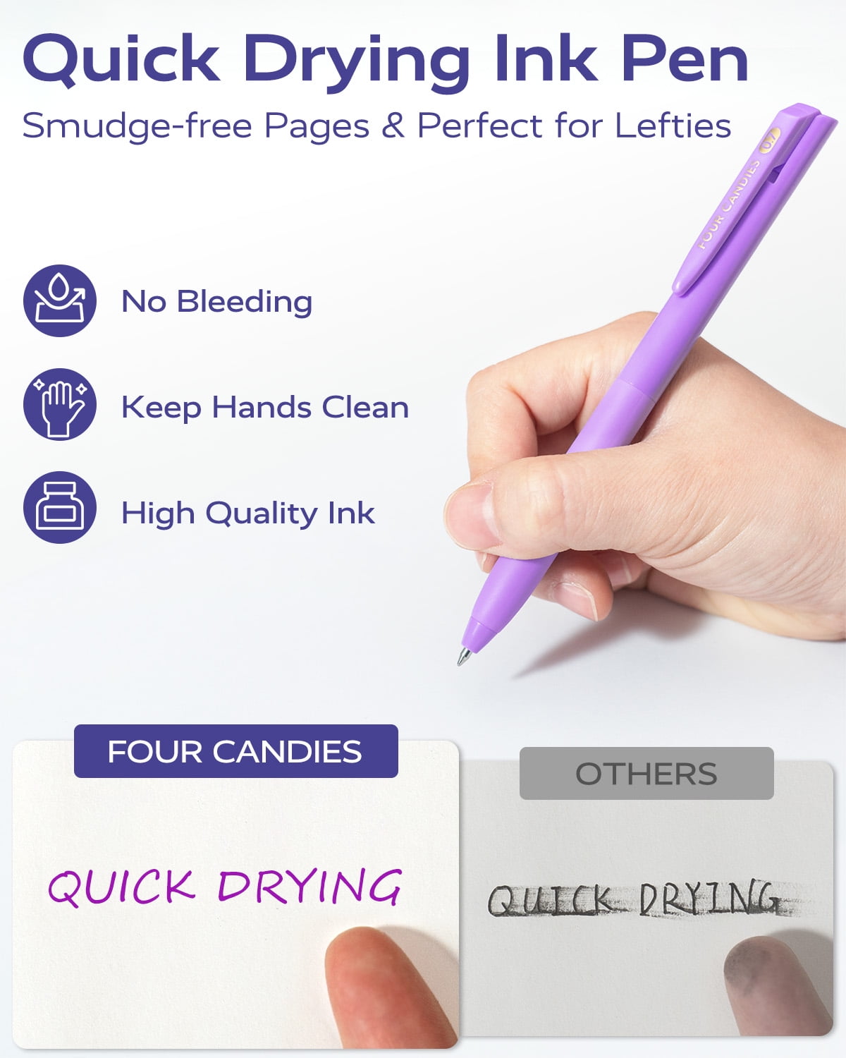 Four Candies Quick Dry Ink Colored Pens Set, 24 Colors Retractable Gel Pen, 0.7mm Fine Point Colorful Pens for Note Taking & Drawing, Colore - Image 2