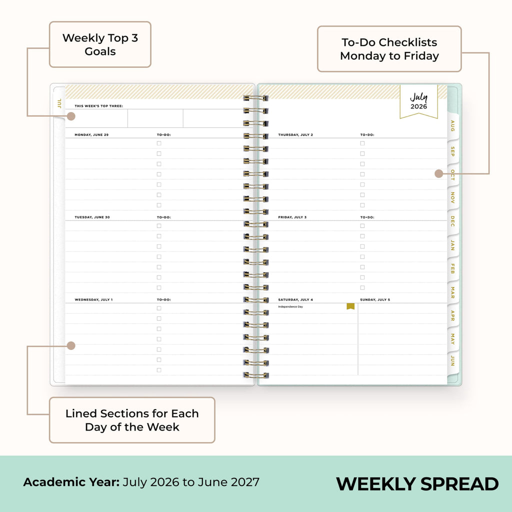 2026-2027 Weekly and Monthly Academic Year Planner Calendar, July 2026 - June 2027, 5" x 8", Flexible Cover, Laminate... - Image 3