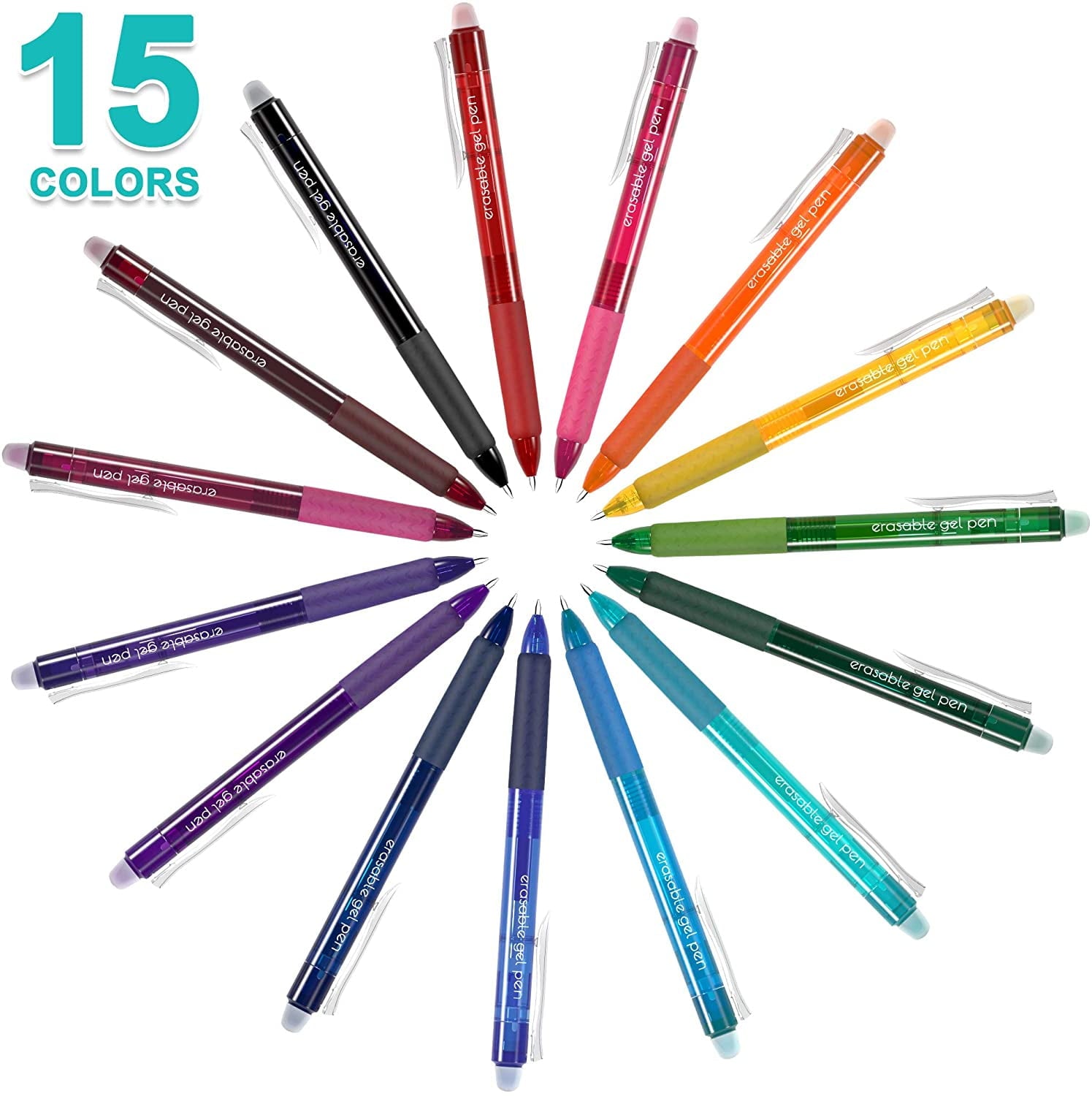 Erasable Gel Pens, 15 Colors Retractable Erasable Pens Clicker, Fine Point, Make Mistakes Disappear, Assorted Color I... - Image 2