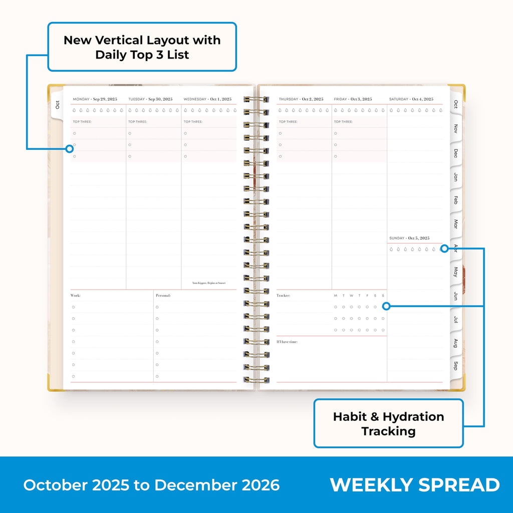 15 Month 2026 Weekly and Monthly Planner Calendar, October 2025 - December 2026, 5" x 8", Hard Cover, Wirebound, Stor... - Image 3