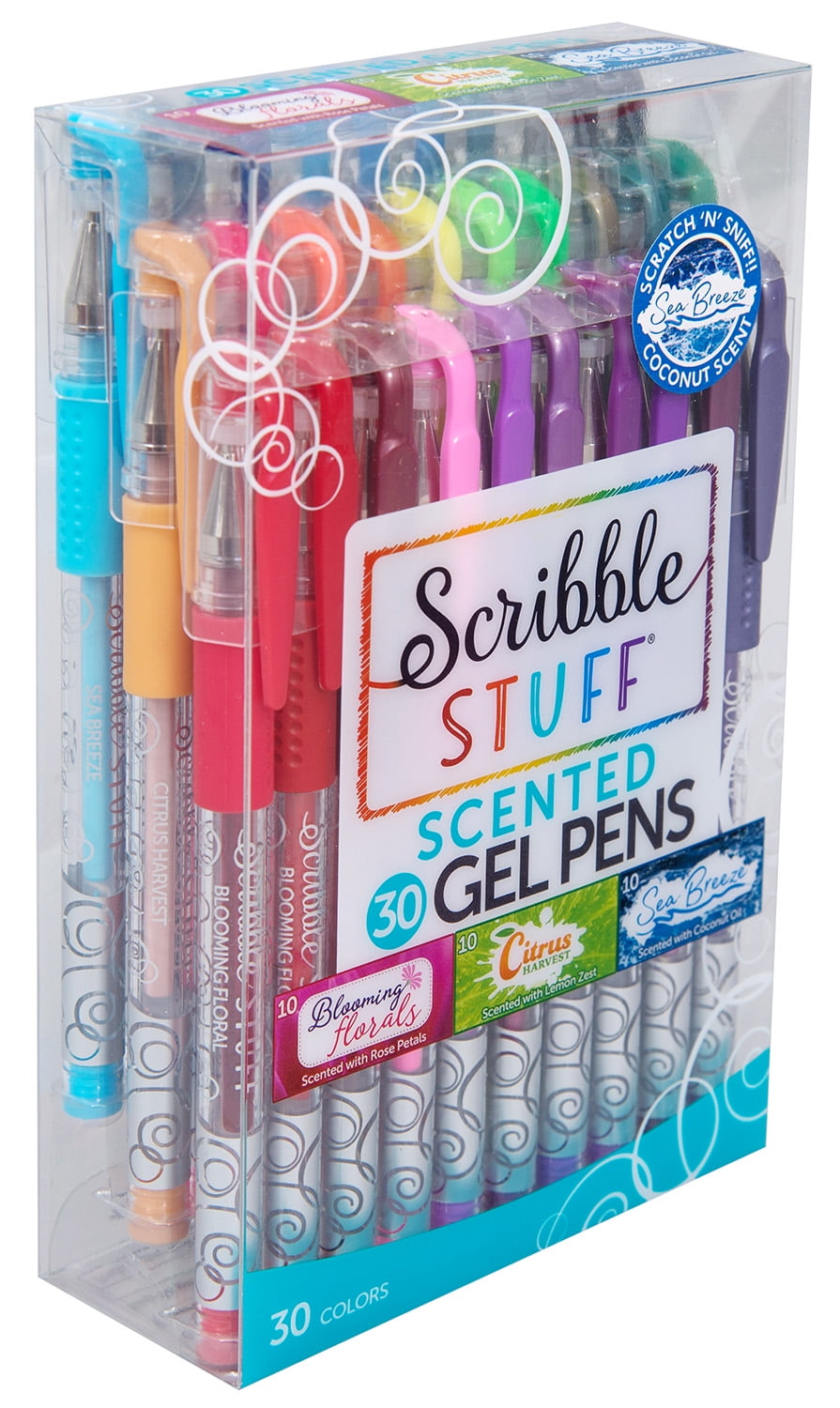 30ct Scented Gel Pens, 30 Unique Colors Scented with Citrus, Florals and Sea Breeze. - Image 2
