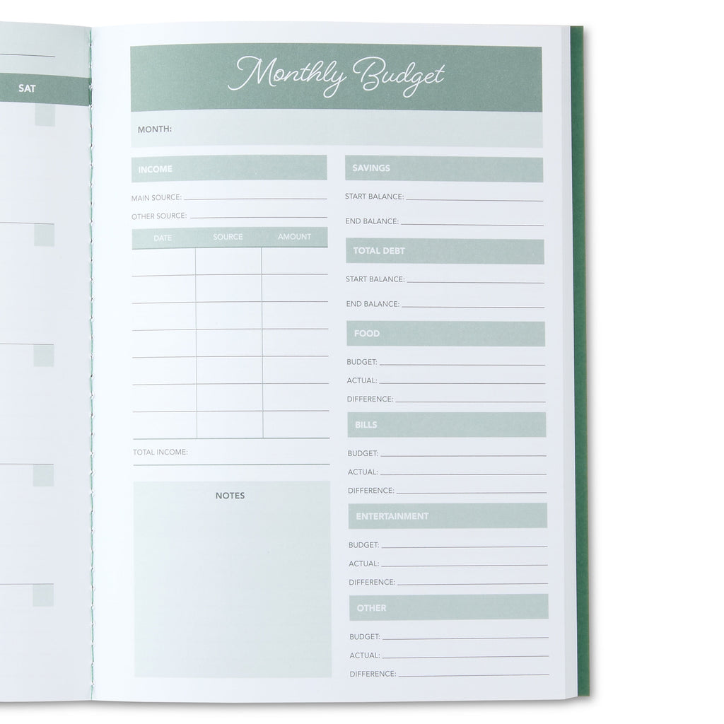 Pen + Gear Monthly Small (5.5" x 7.5") Green, 12 Month Budget Planner - Image 5