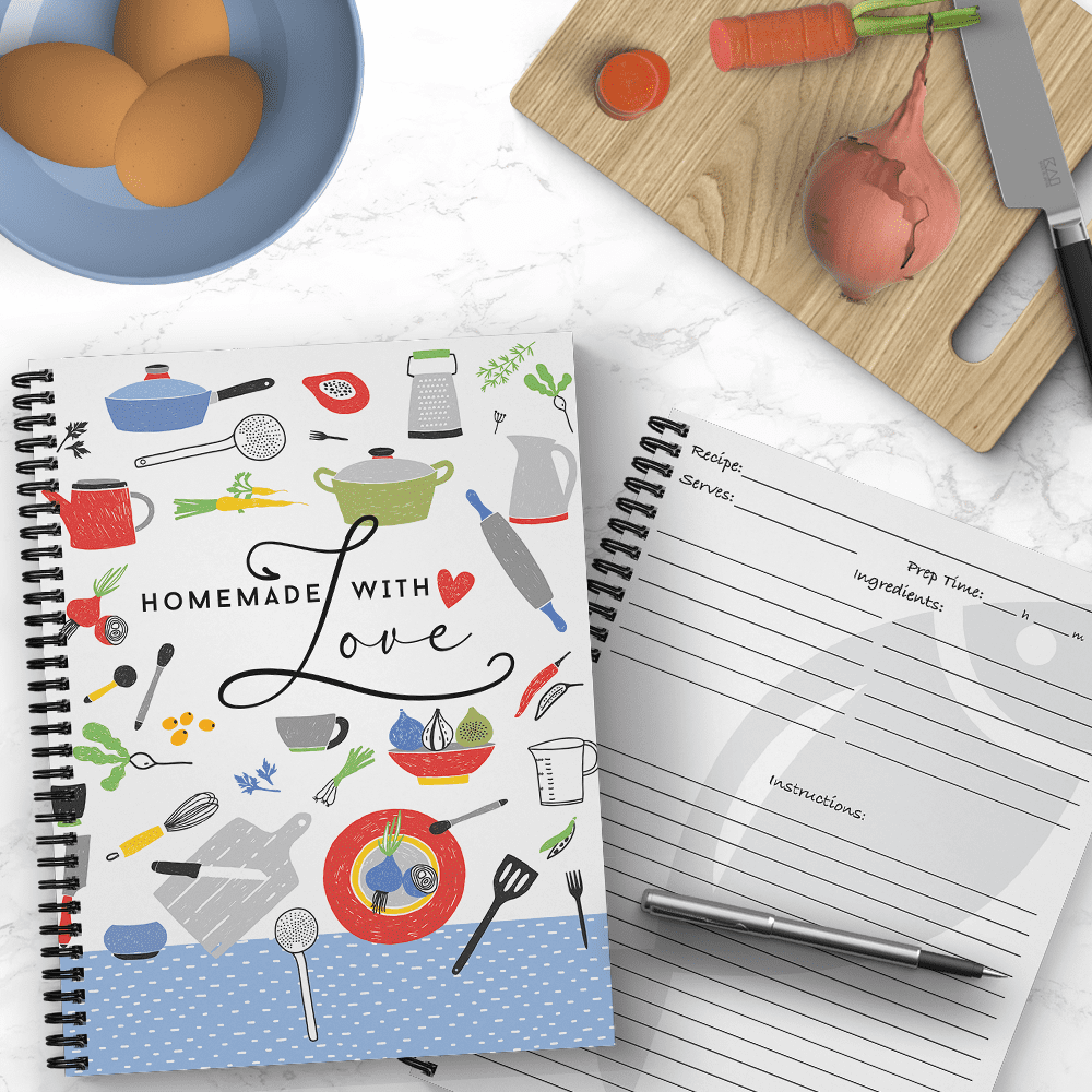 Hardcover Homemade With Love 8.5" x 11" Spiral Recipe Notebook/Journal, 120 Recipe Pages, Soft Touch Matte Laminated ... - Image 2