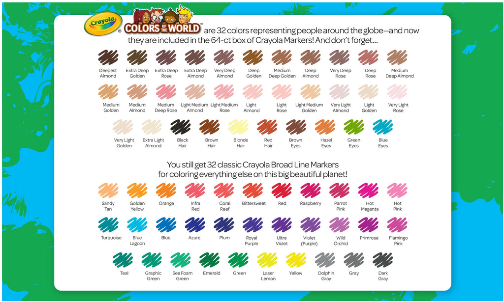 Broad Line Markers with Colors of The World, 64 Ct, Back to School Supplies, Child - Image 2