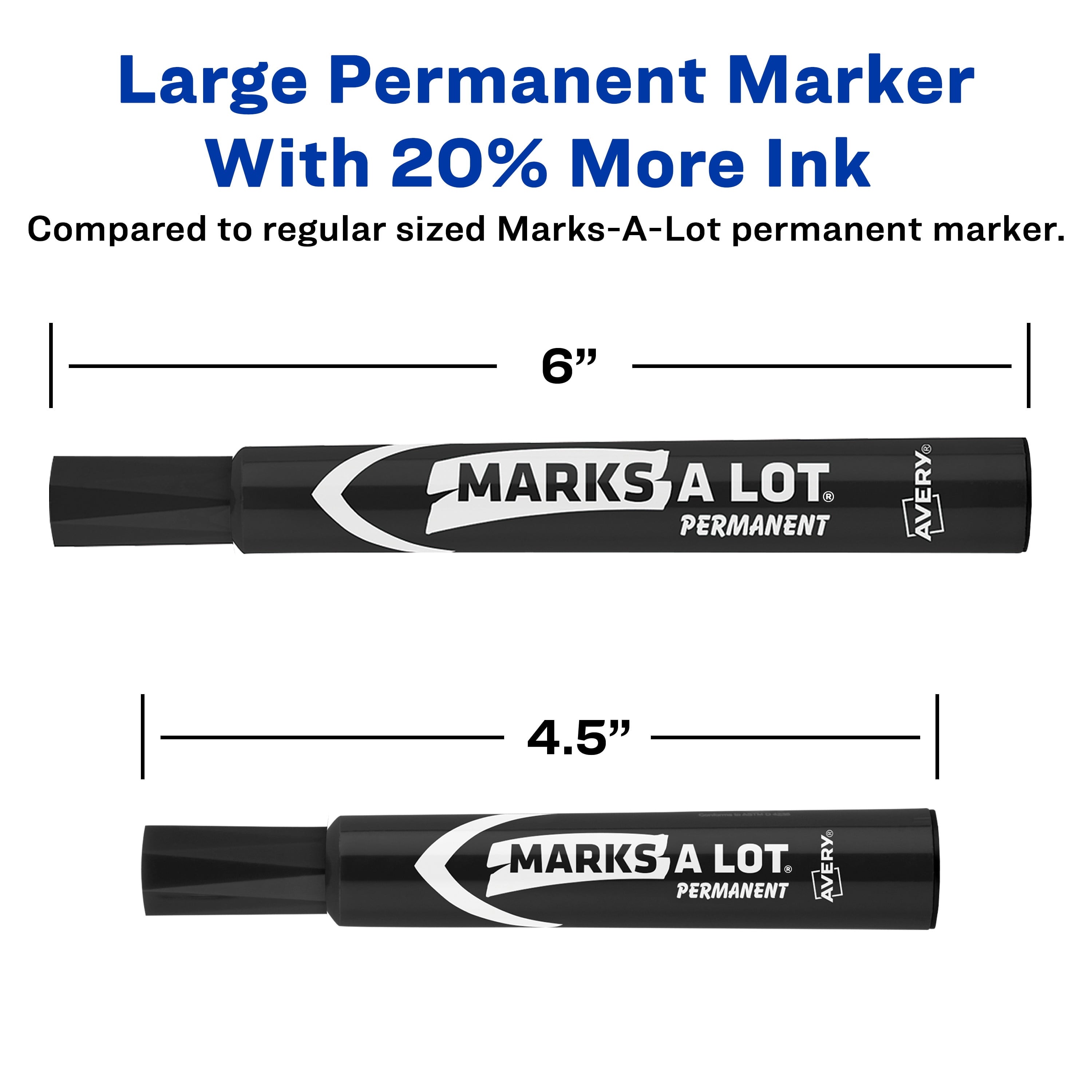Avery Marks A Lot Permanent Markers, Large Desk-Style, Black, 36/BX - Image 2