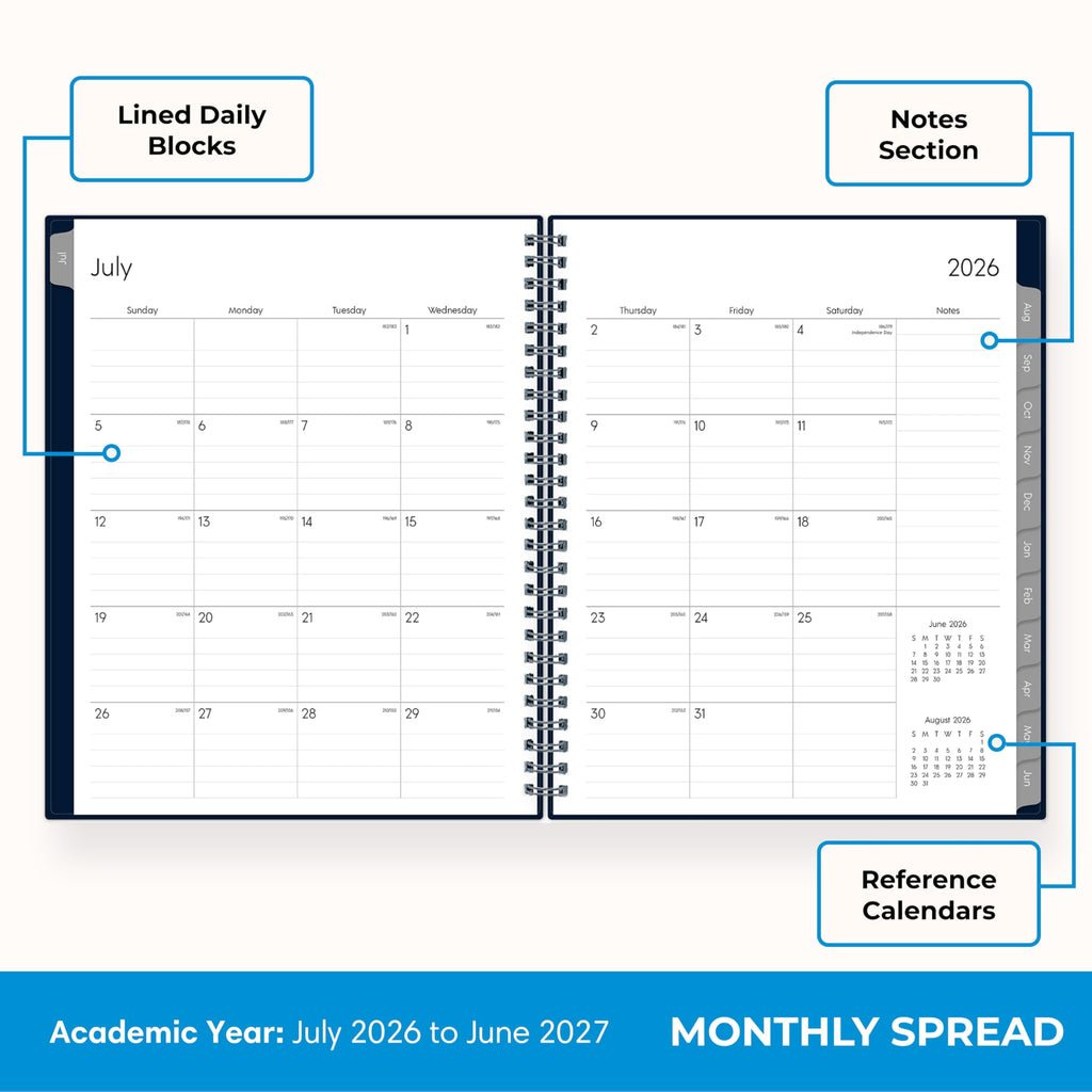 2026-2027 Weekly and Monthly Academic Year Planner Calendar, July 2026 - June 2027, 7" x 9", Flexible Cover, Wireboun... - Image 4