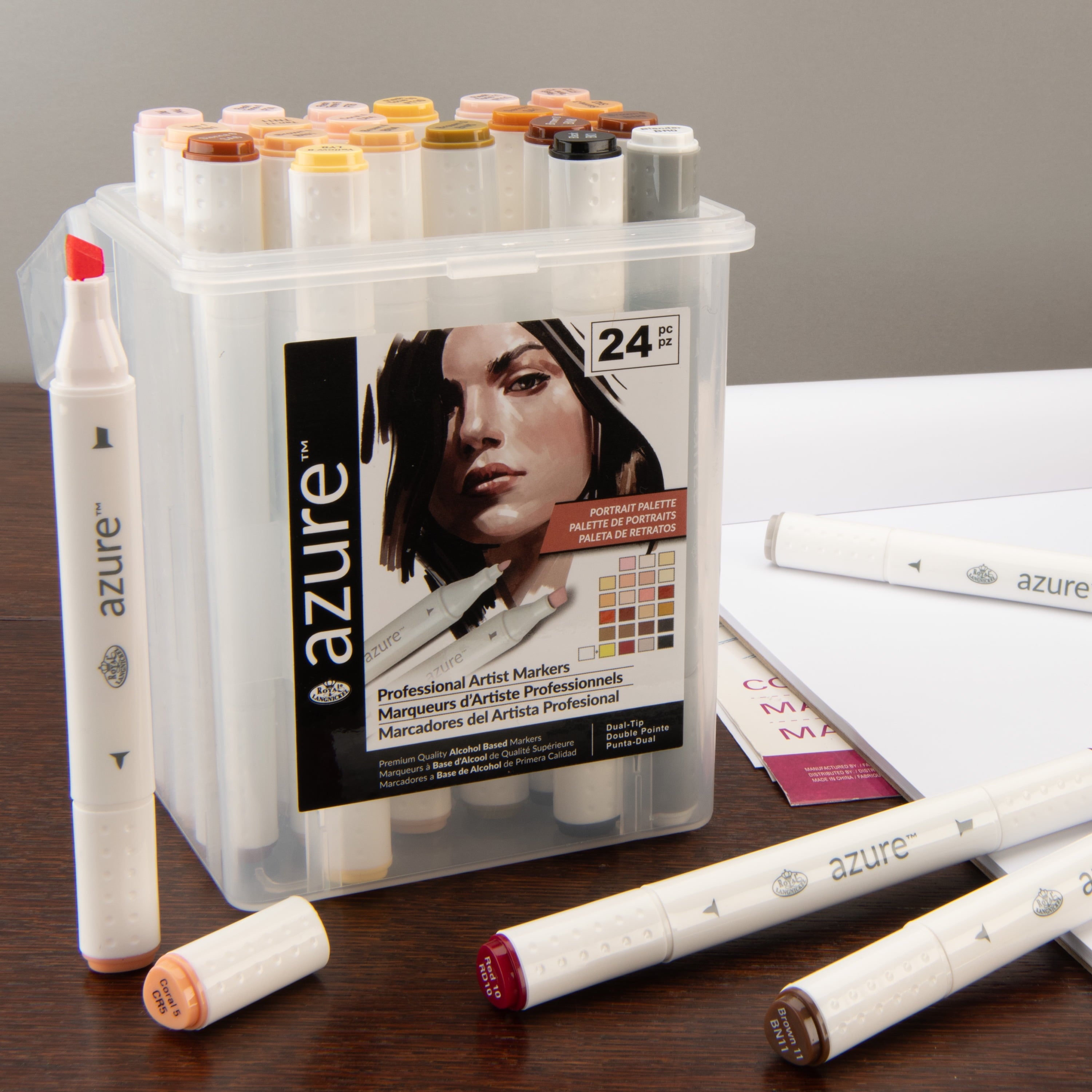 Royal & Langnickel Azure 24pc, Portrait Tones, Dual Tip Alcohol Marker Set, Coloring Markers for Adult Coloring Books - Image 3