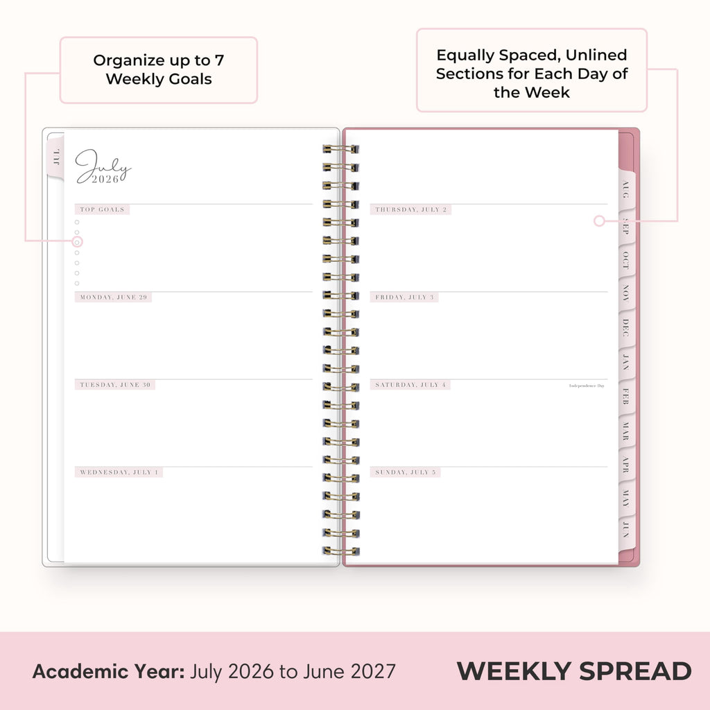 2026-2027 Weekly and Monthly Academic Year Planner Calendar, July 2026 - June 2027, 5" x 8", Flexible Cover, Wireboun... - Image 3