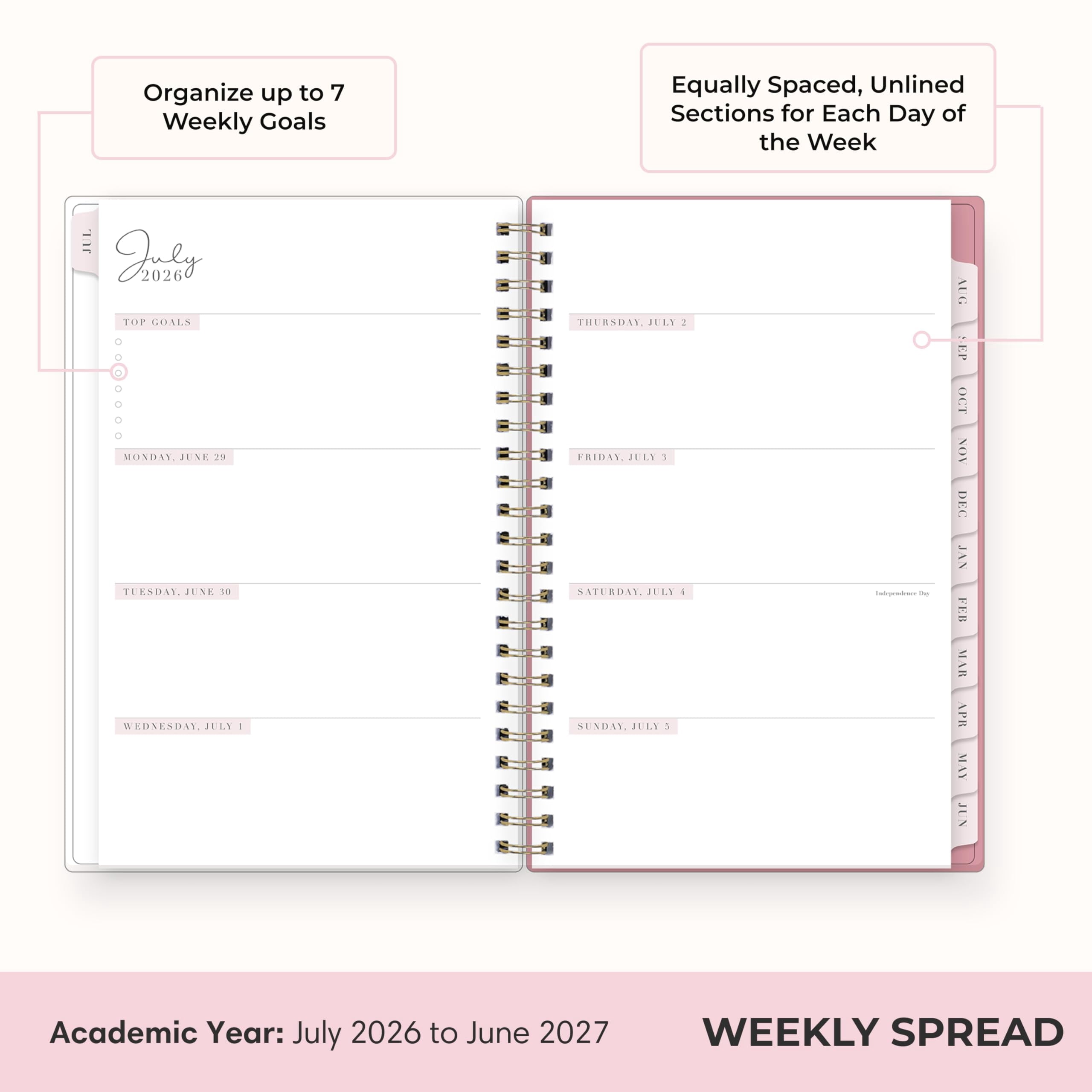 2026-2027 Weekly and Monthly Academic Year Planner Calendar, July 2026 - June 2027, 5" x 8", Flexible Cover, Wireboun... - Image 3