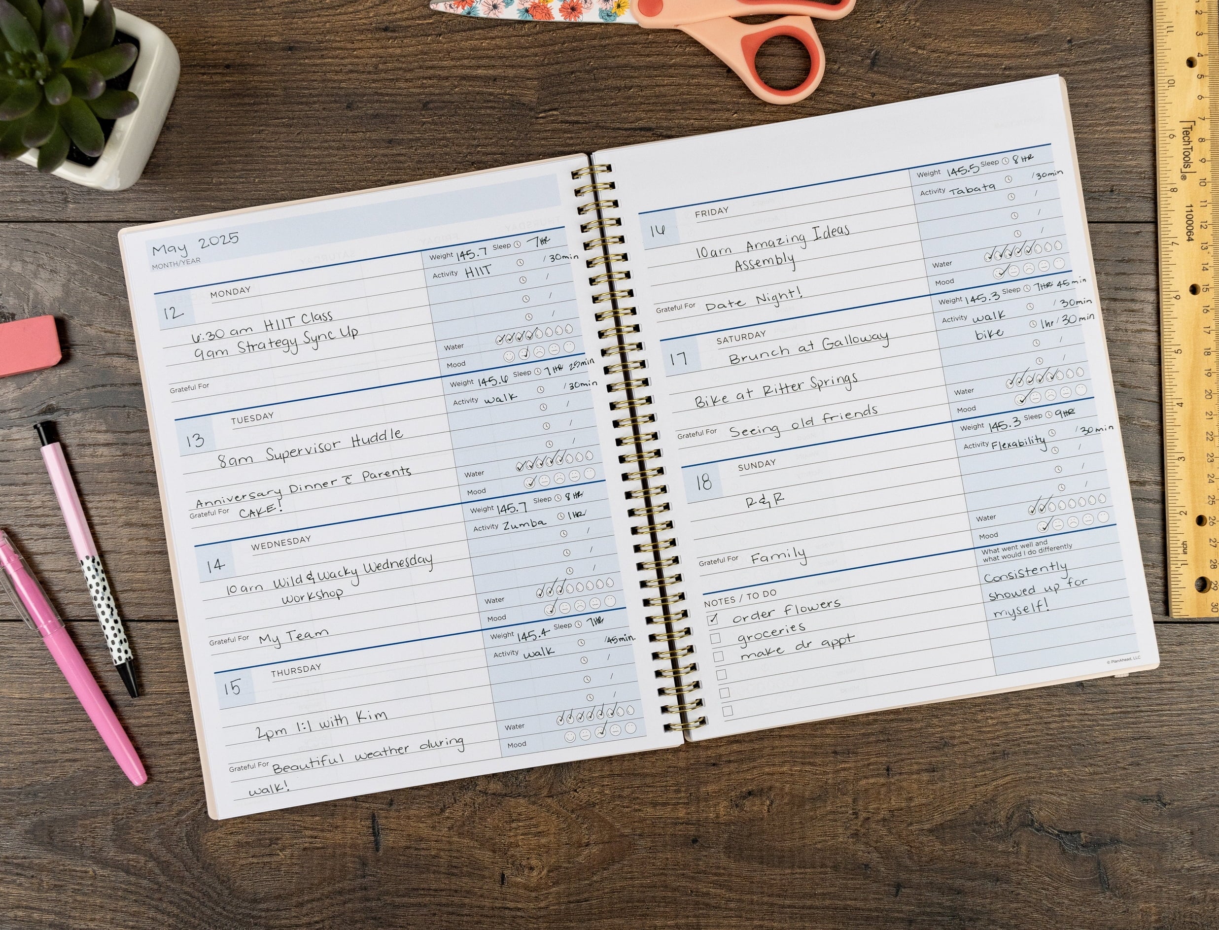 Monthly Weekly Planner Fitness Large (9 x 11) 12 Month Undated - Image 6