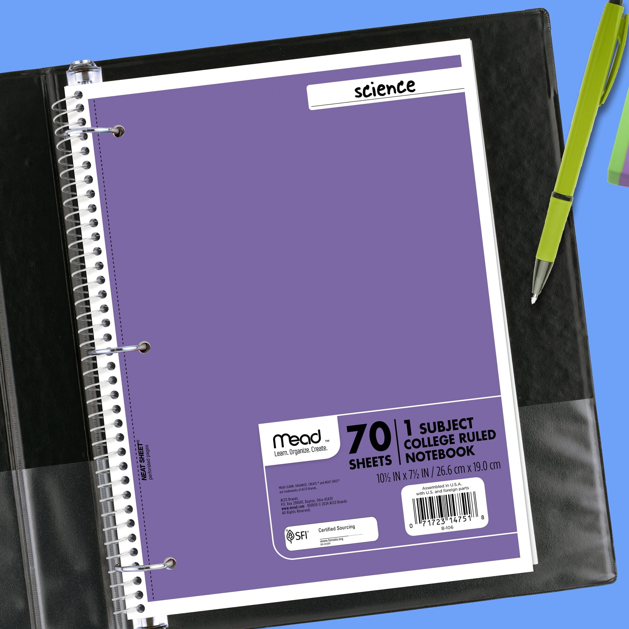 1 Subject, College Ruled, 8" x 10.5", 70 Sheets, 6 Pack - Image 4