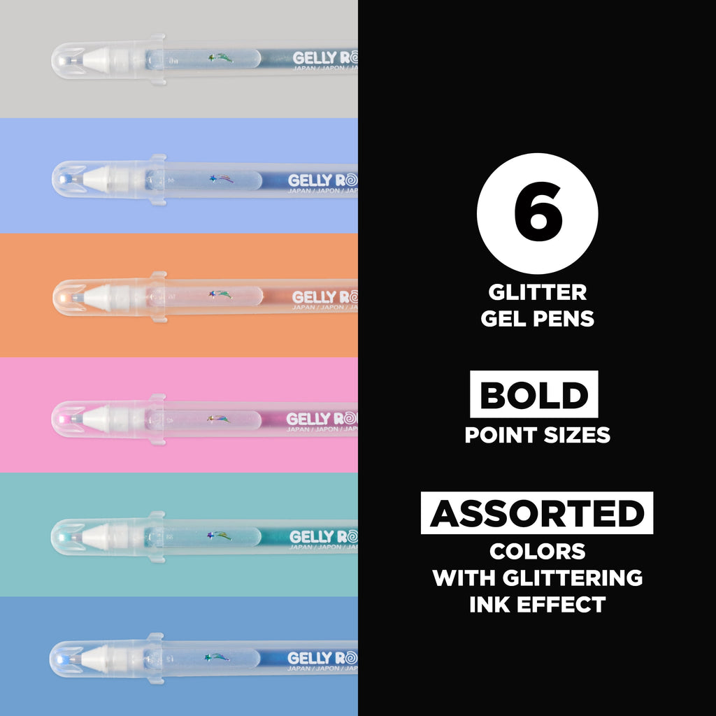Sakura Gelly Roll Stardust Gel Pen Set, 6-Colors, Meteor - Image 2